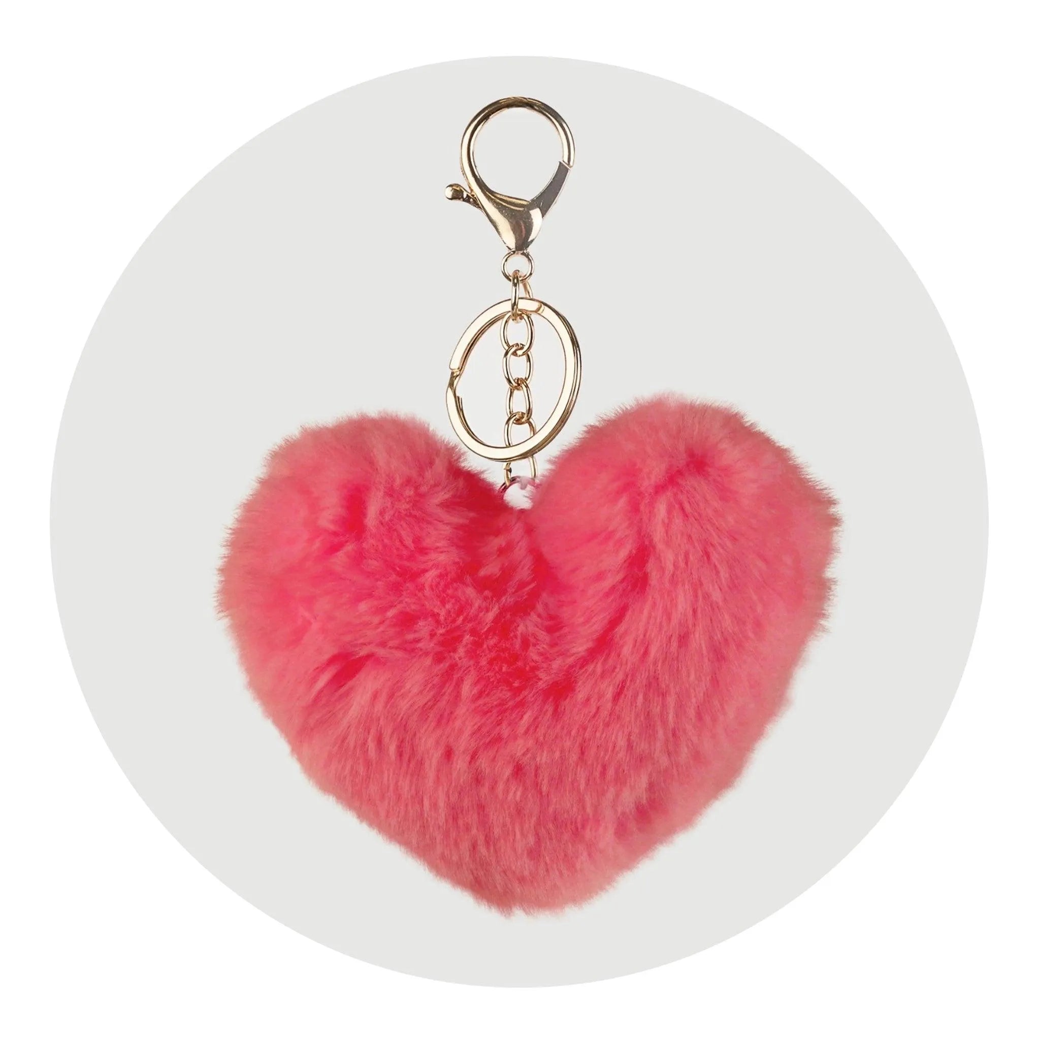 Pom Pom Heart Key Chain - Watermelon Red - DIY Craft Warehouse DIY Craft Warehouse