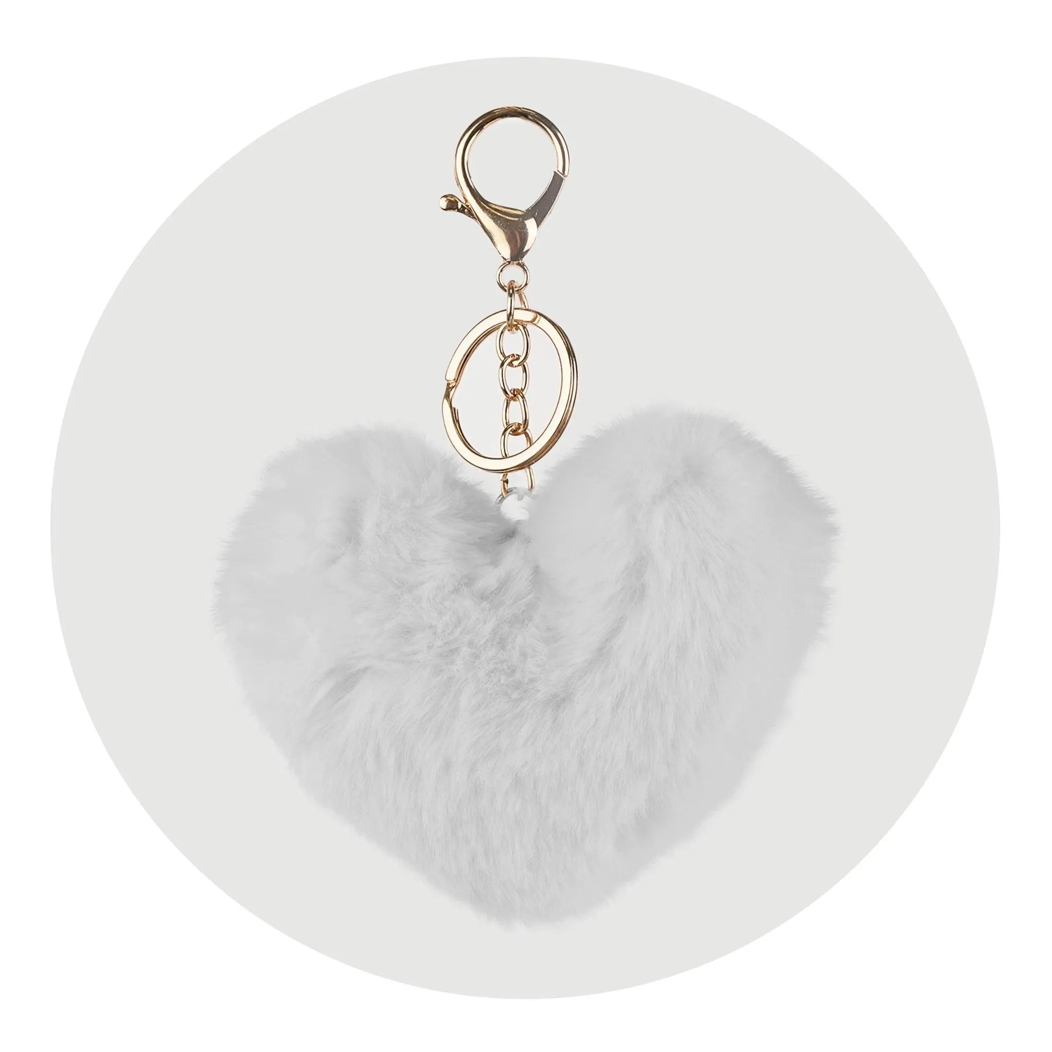 Pom Pom Heart Key Chain - White - DIY Craft Warehouse DIY Craft Warehouse