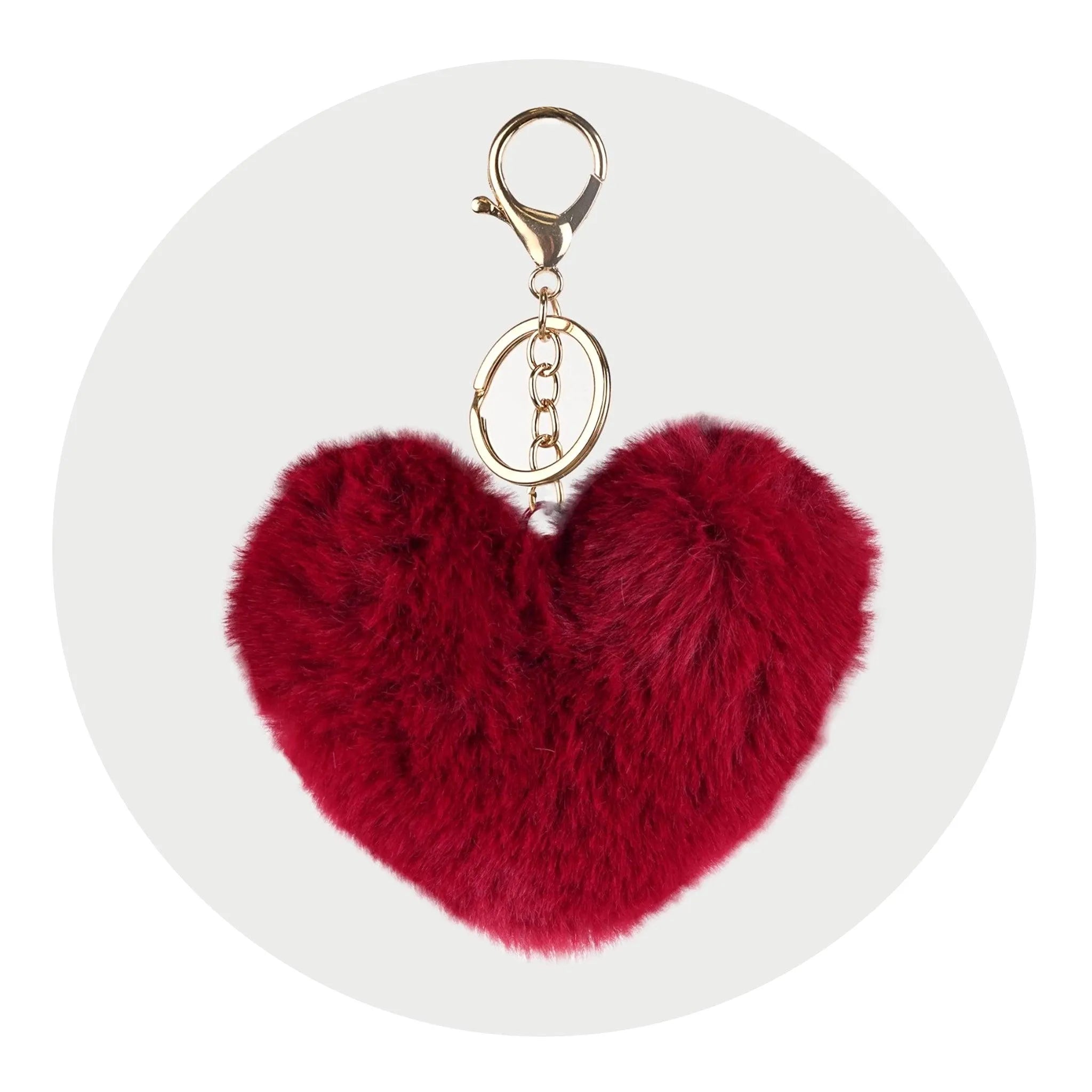 Pom Pom Heart Key Chain - Wine Red - DIY Craft Warehouse DIY Craft Warehouse