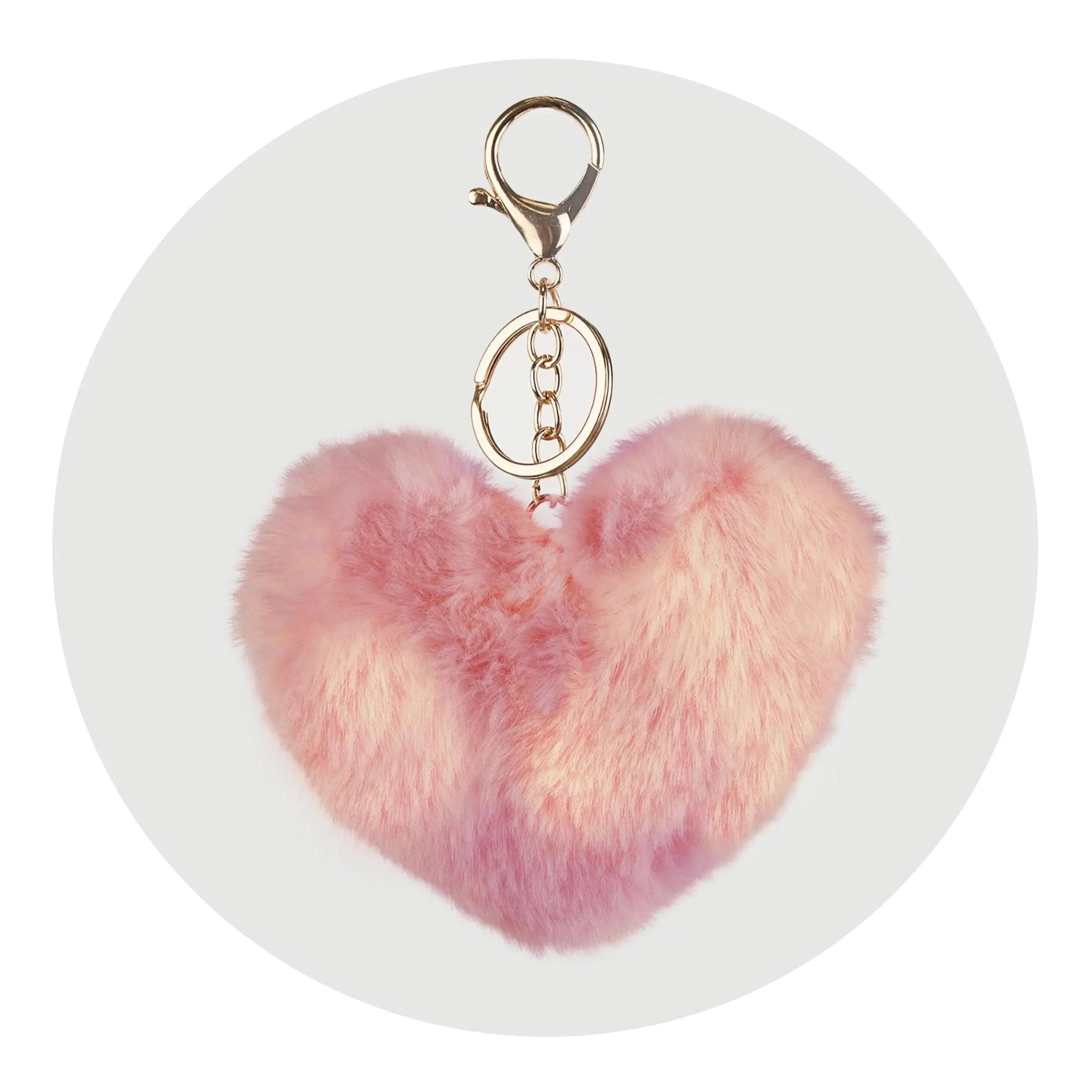 Pom Pom Heart Key Chain - Yellow & Pink Tie Dye - DIY Craft Warehouse DIY Craft Warehouse
