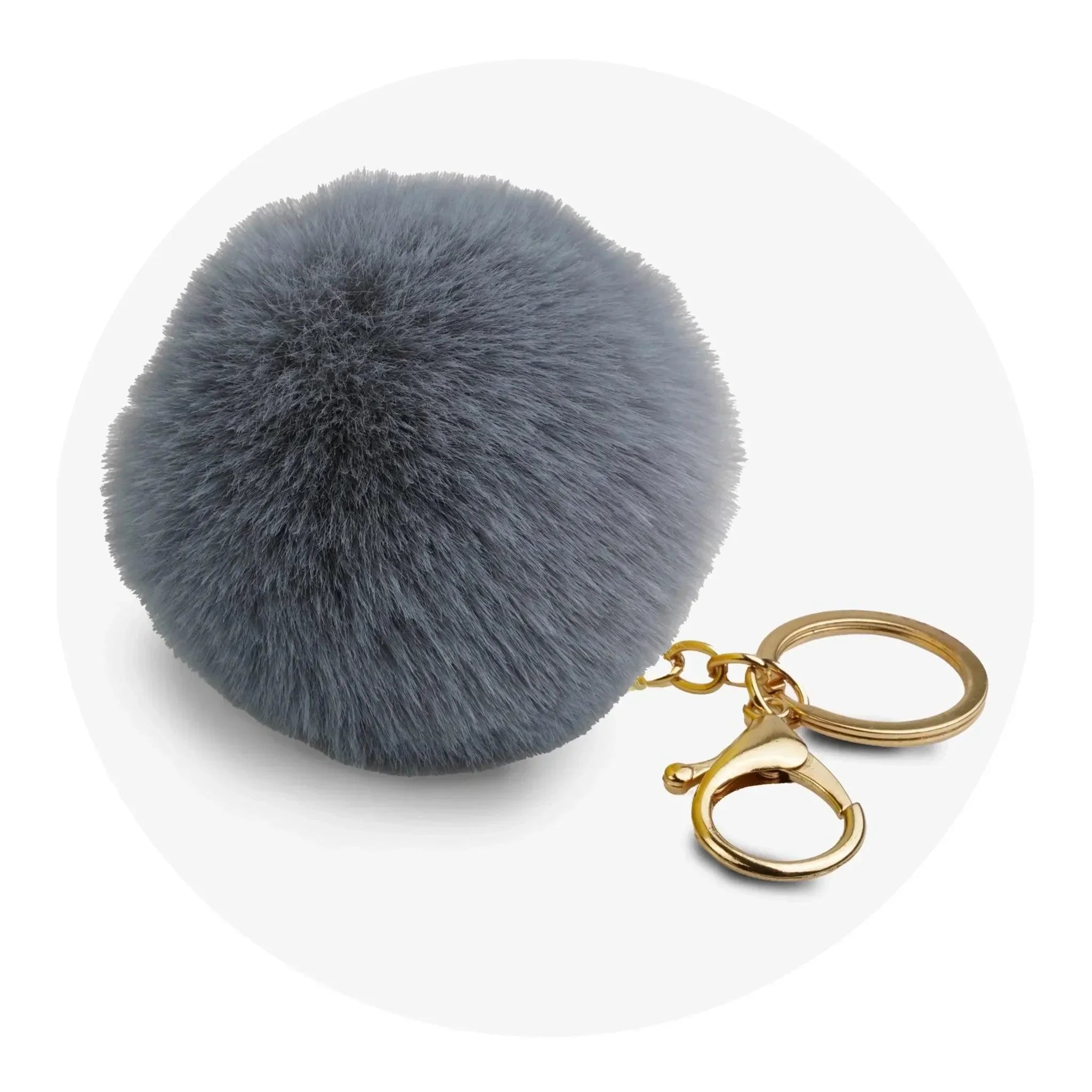 Pom Pom Round Key Chain - Dark Gray | Master Maker Crafts