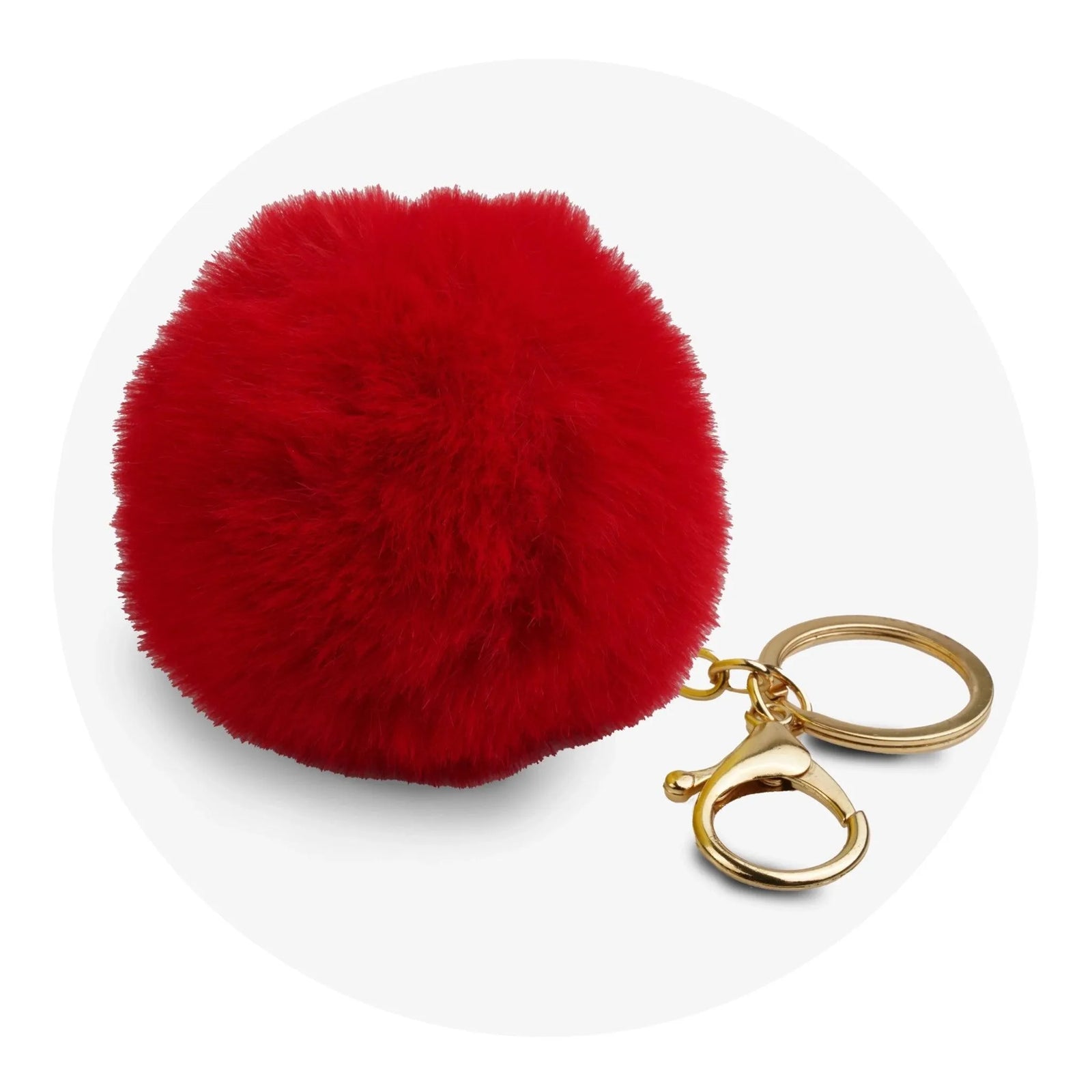 Pom Pom Round Key Chain - Red - DIY Craft Warehouse