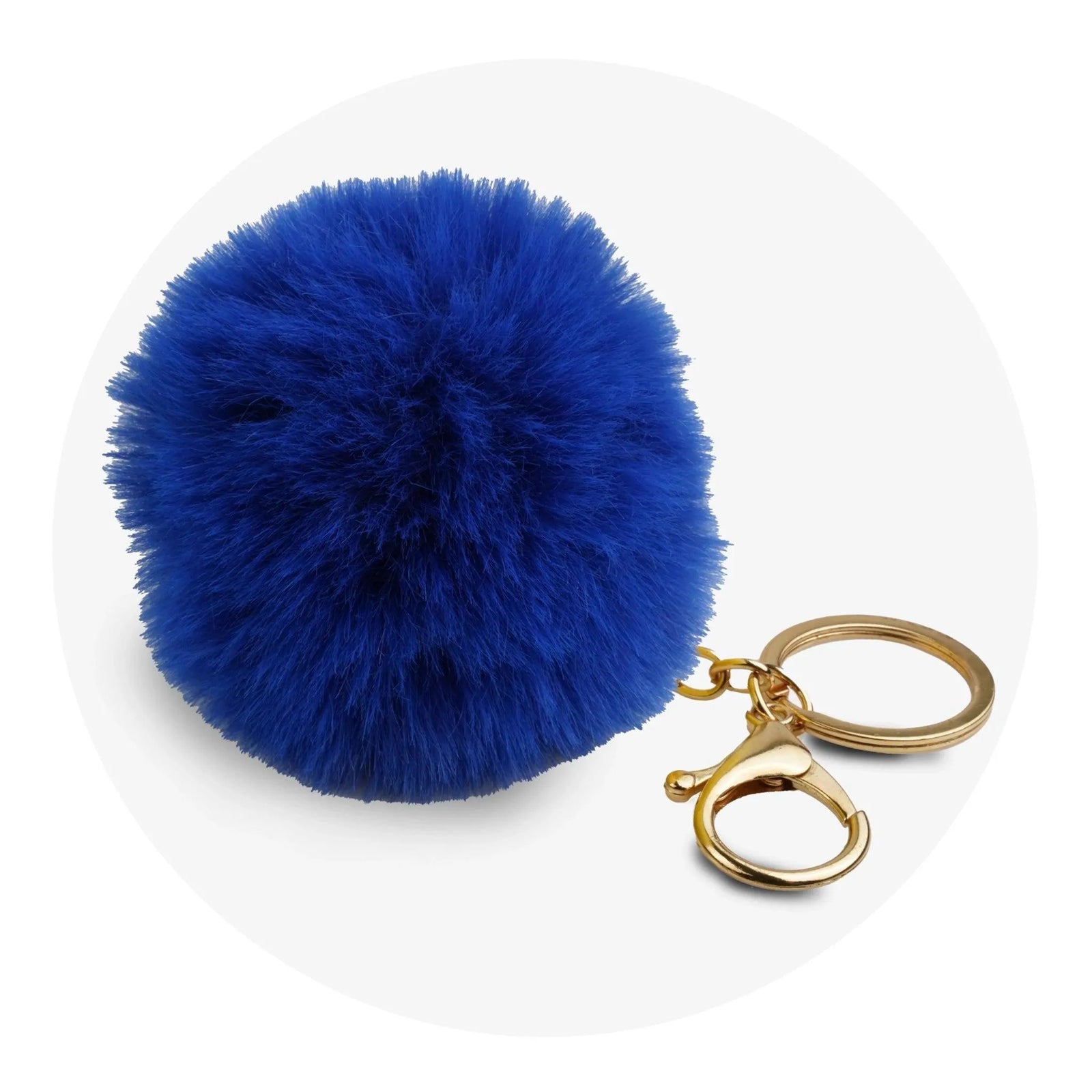 Pom Pom Round Key Chain - Royal Blue - DIY Craft Warehouse