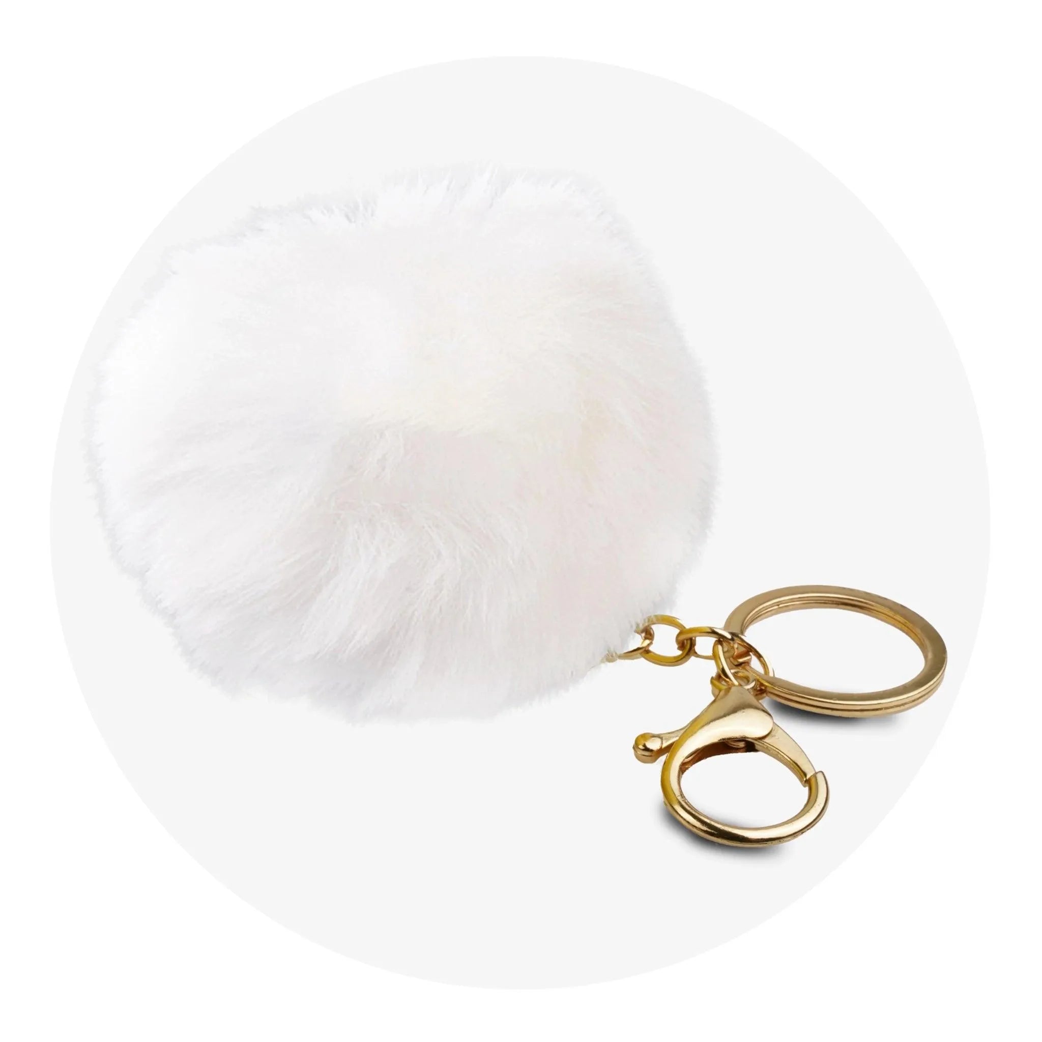 Pom Pom Round Key Chain - White - DIY Craft Warehouse DIY Craft Warehouse