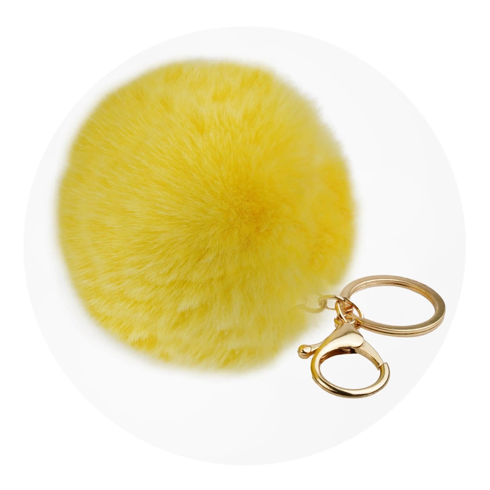 Pom Pom Round Key Chain - Yellow - DIY Craft Warehouse DIY Craft Warehouse