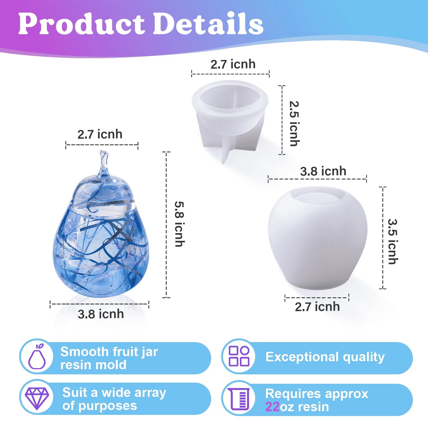 Resin Silicone Mold - Pear Jar Mold - DIY Craft Warehouse DIY Craft Warehouse