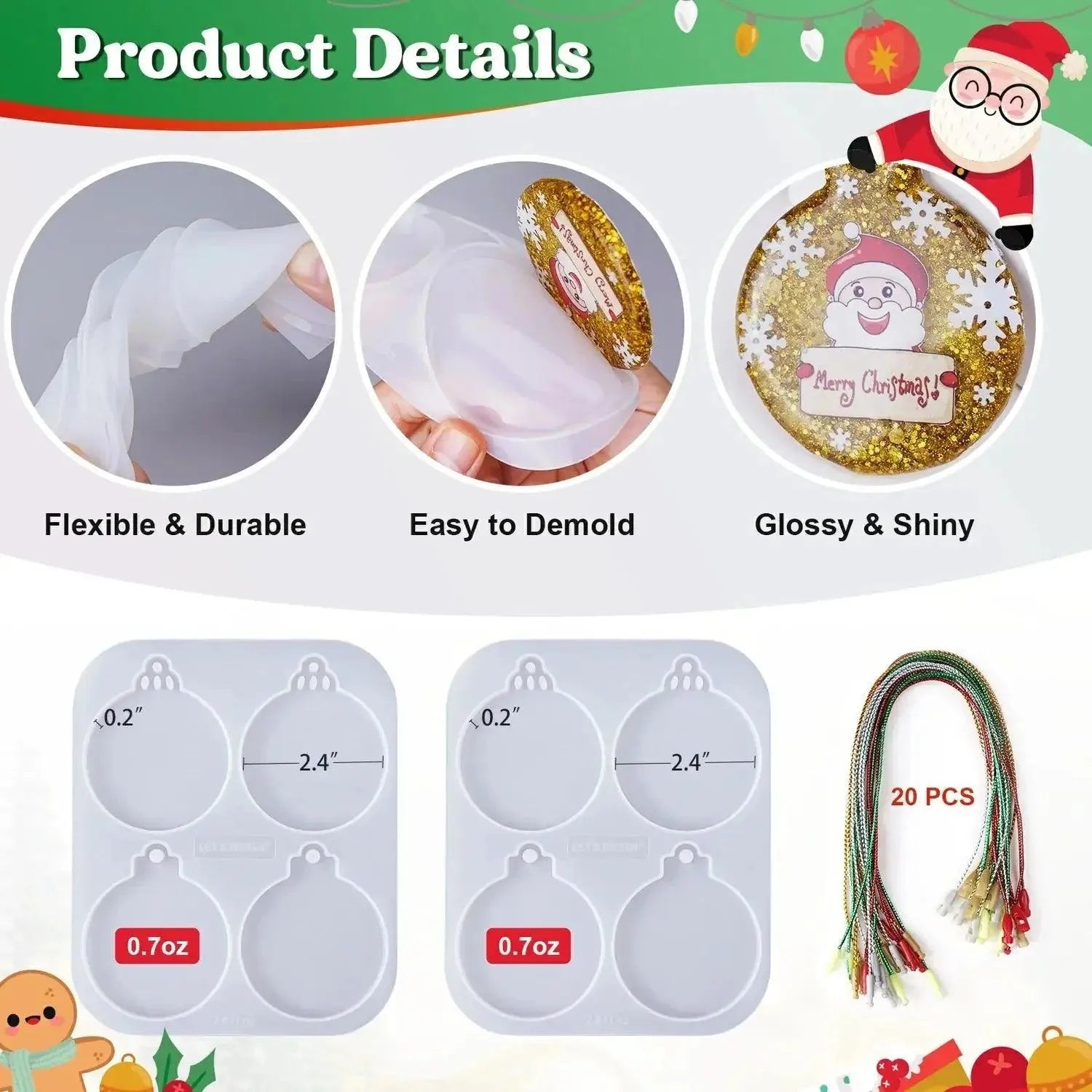 Resin Silicone Mold - Round Christmas Ornaments - DIY Craft Warehouse