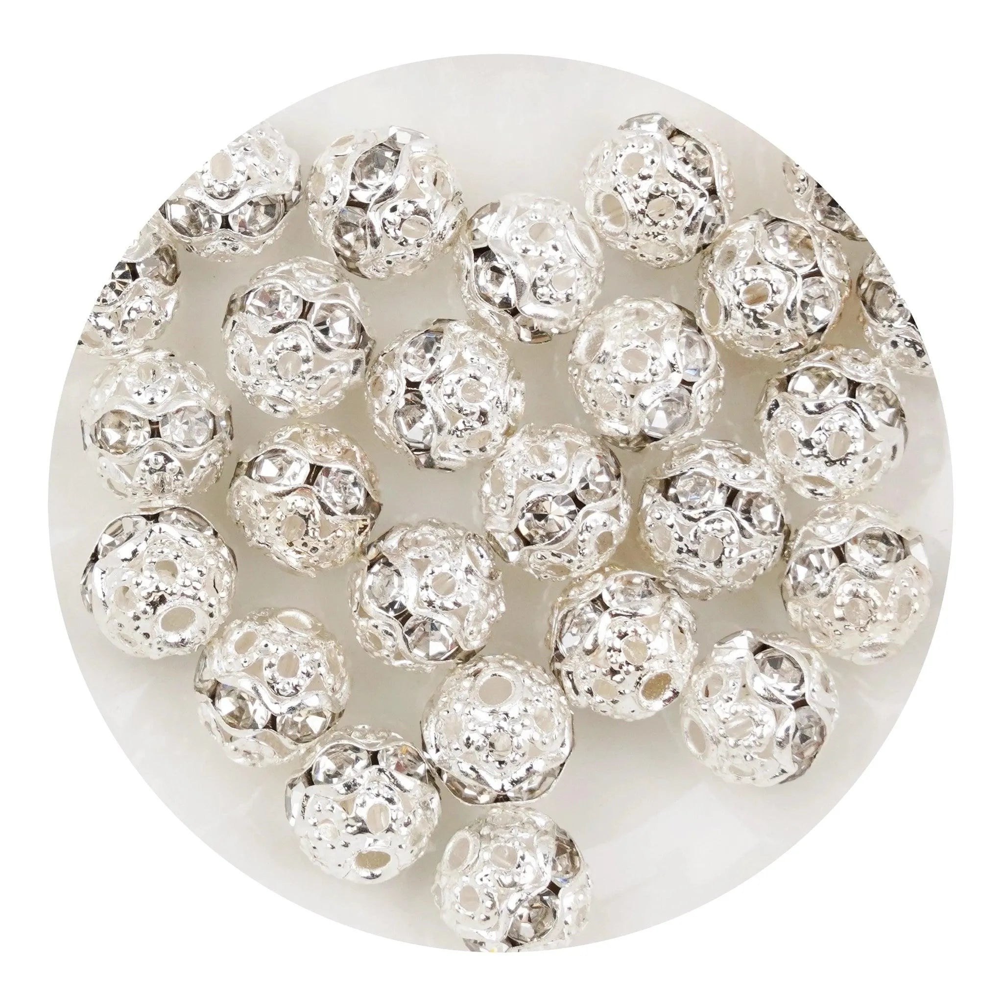 Round String Bead Silver - Iridescent Stones - DIY Craft Warehouse DIY Craft Warehouse