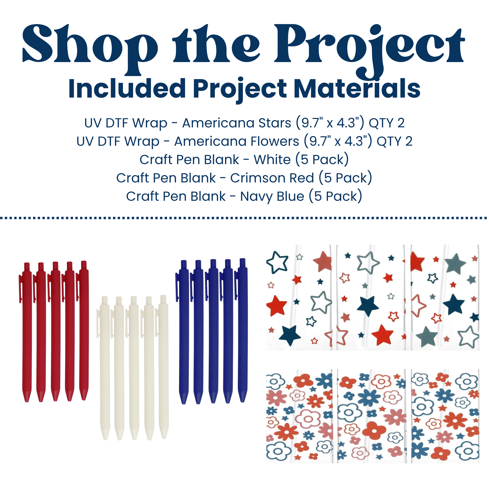 Image of Red, White, & Blue Craft Pen Kit (Makes 15) sold at Master Maker Crafts. Wholesale prices and fast shipping.