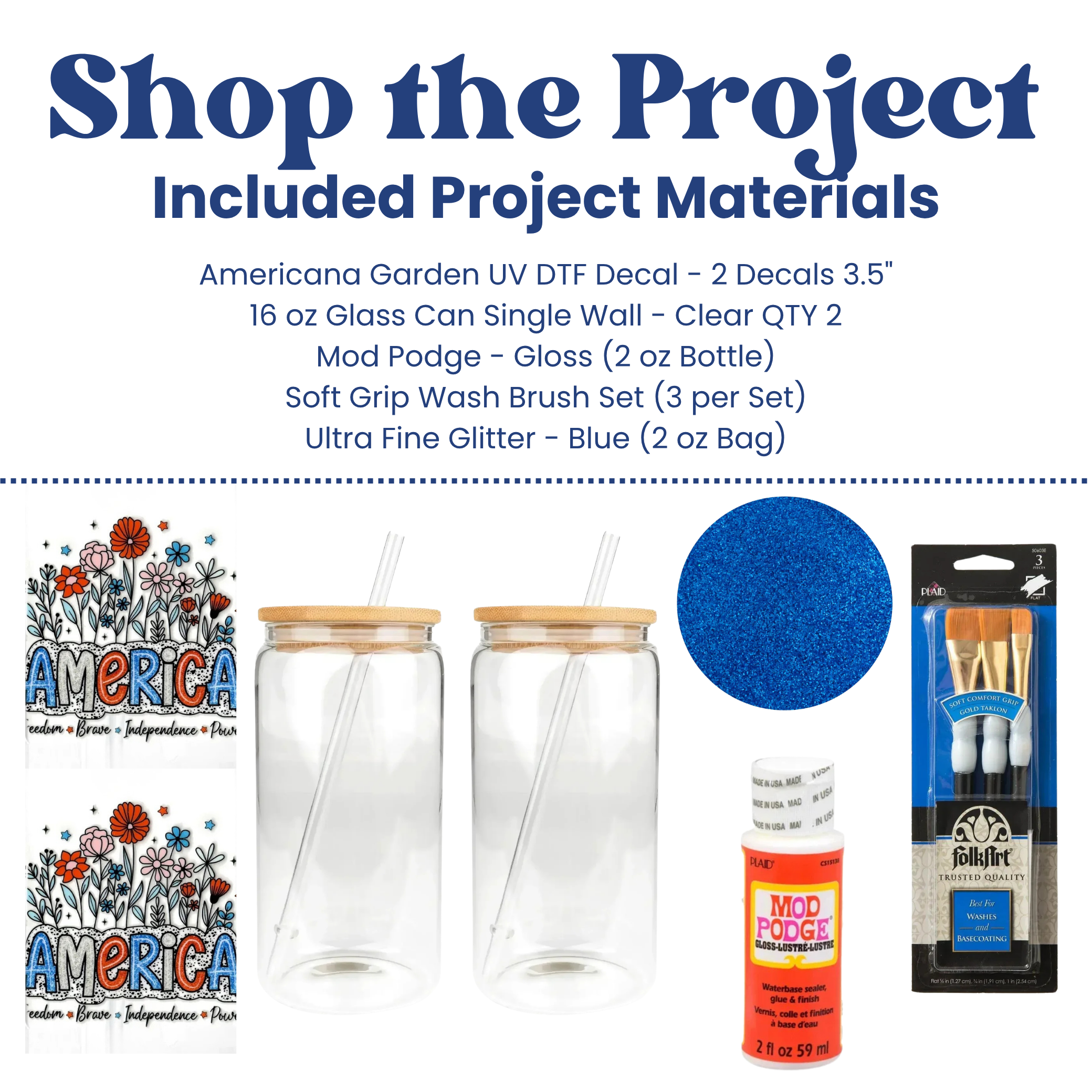 Image of Americana Garden  Glass Can Kit (Makes 2) sold at Master Maker Crafts. Wholesale prices and fast shipping.