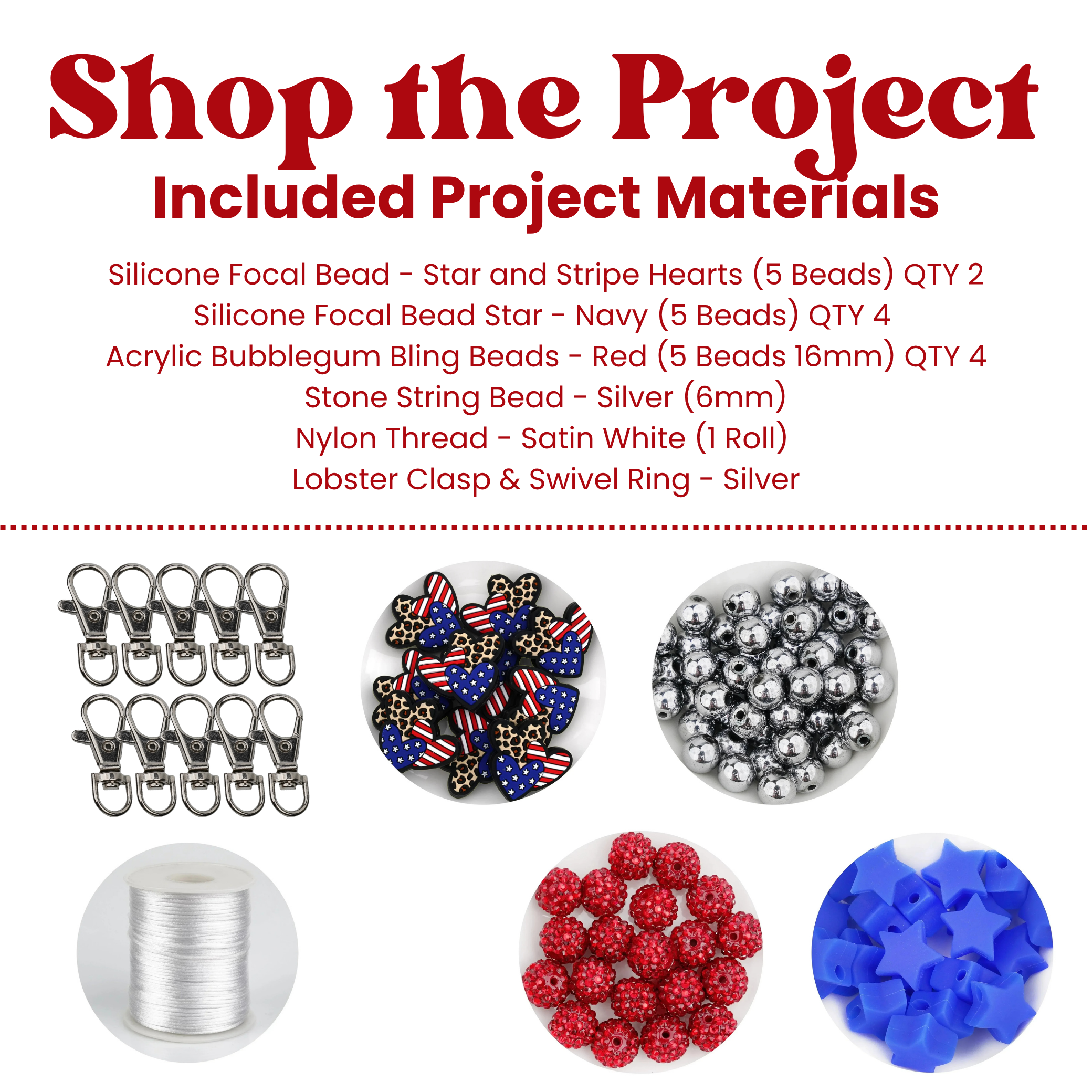 Image of Red & Blue Beaded Bag Charm Kit (Makes 10) sold at Master Maker Crafts. Wholesale prices and fast shipping.