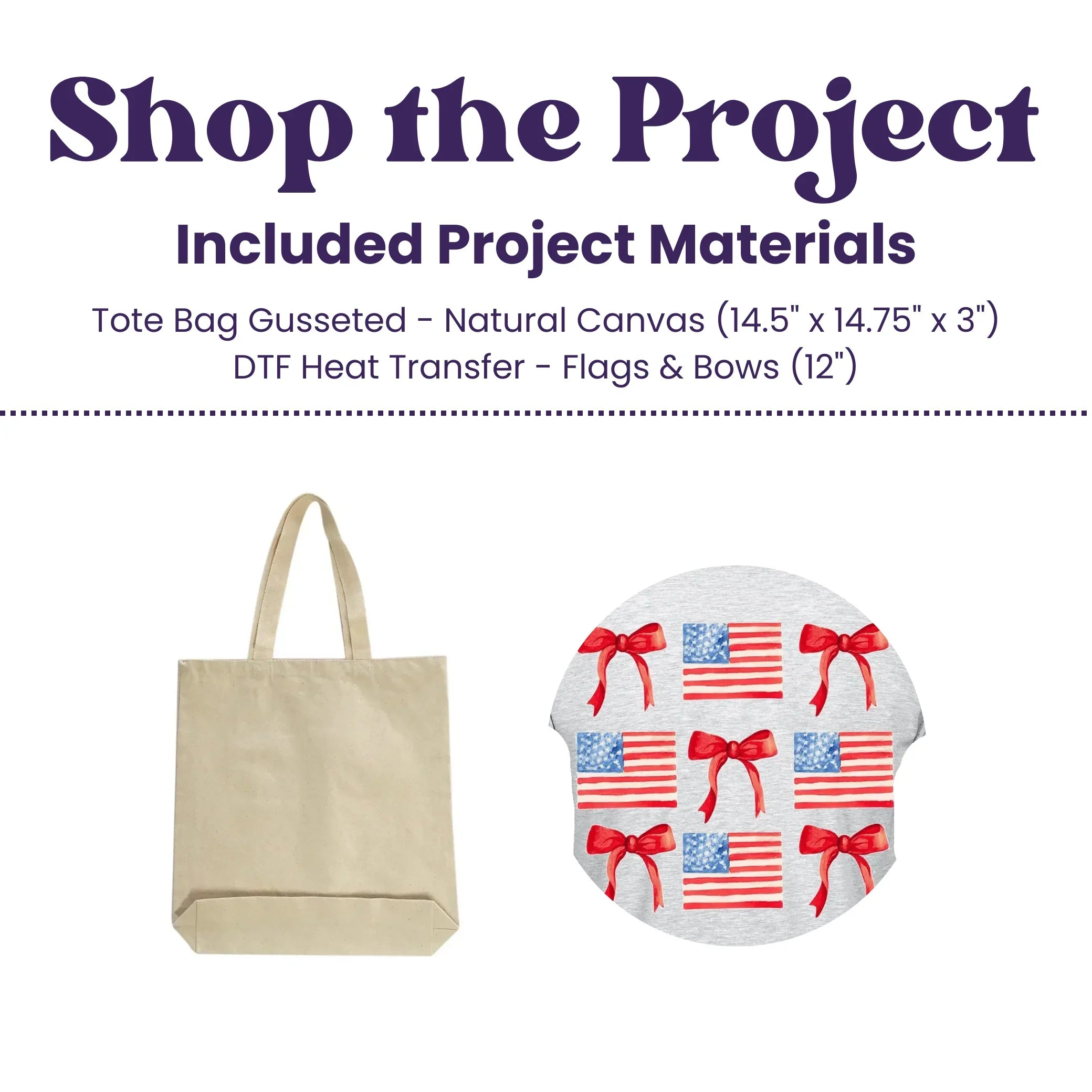 Image of American Flag & Bow Tote Bag Kit (Makes 1) sold at Master Maker Crafts. Wholesale prices and fast shipping.