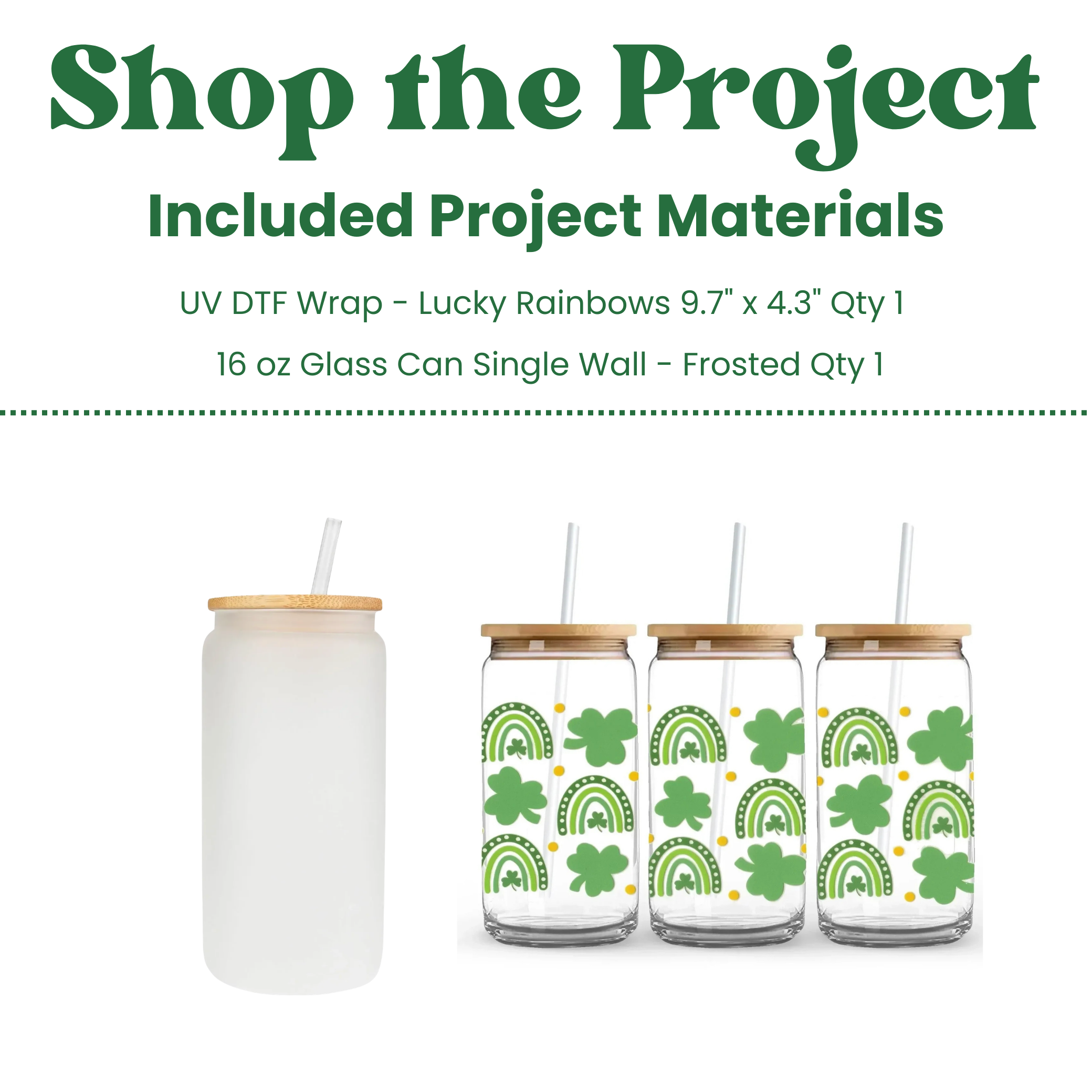 Image of Lucky Rainbows Frosted Glass Can Kit (Makes 1) sold at Master Maker Crafts. Wholesale prices and fast shipping.