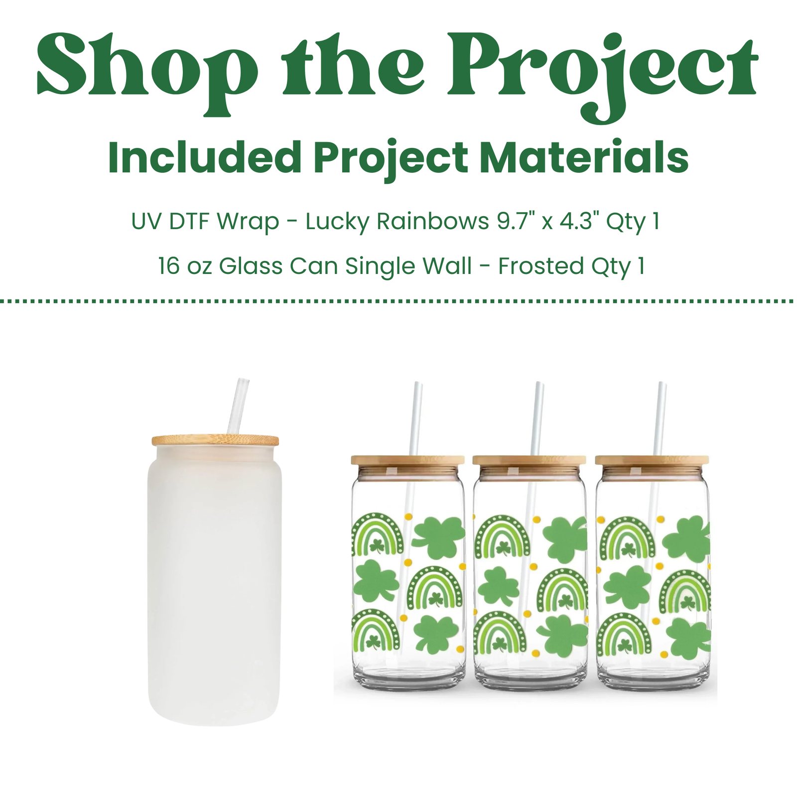 Image of Lucky Rainbows Frosted Glass Can Kit (Makes 1) sold at Master Maker Crafts. Wholesale prices and fast shipping.