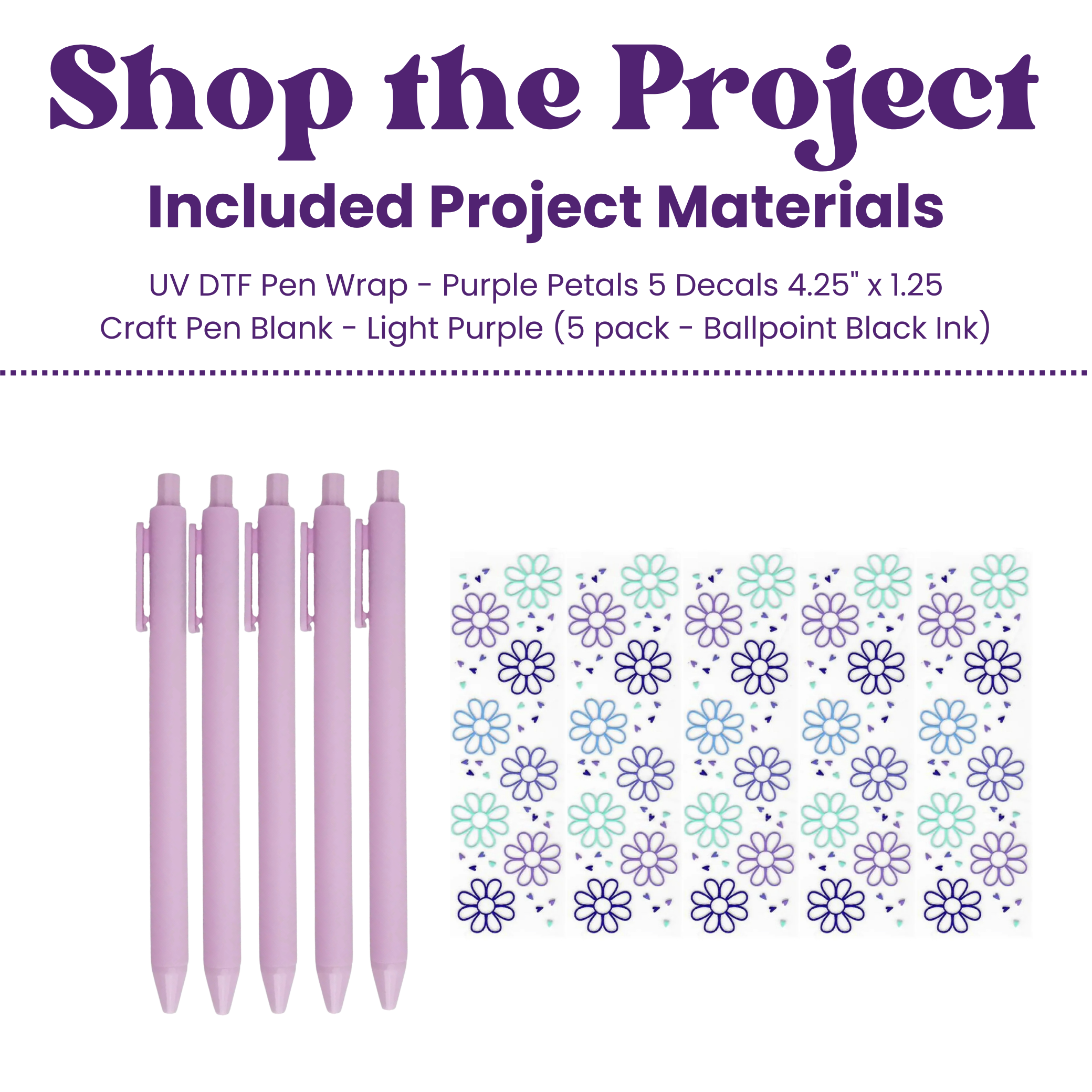 Image of Purple Spring Flower UV DTF Pen Kit (Makes 5) sold at Master Maker Crafts. Wholesale prices and fast shipping.