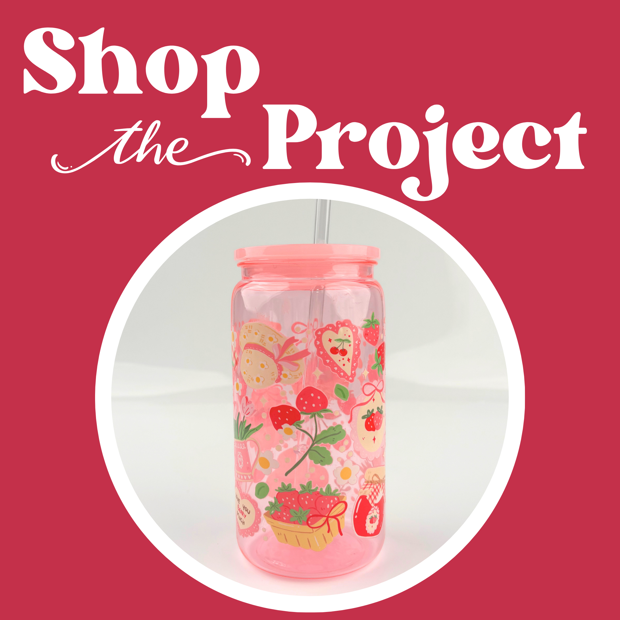 Image of Strawberry Picnic Glass Can Cup Kit (Makes 1) sold at Master Maker Crafts. Wholesale prices and fast shipping.