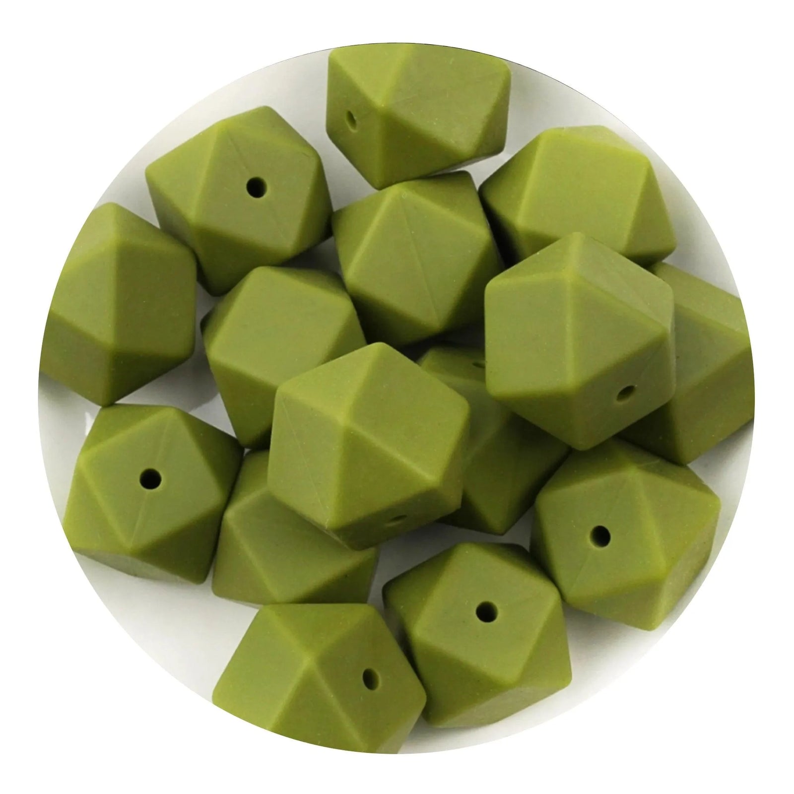 Silicone Bead Hexagon - Army Green (5 Beads) - DIY Craft Warehouse