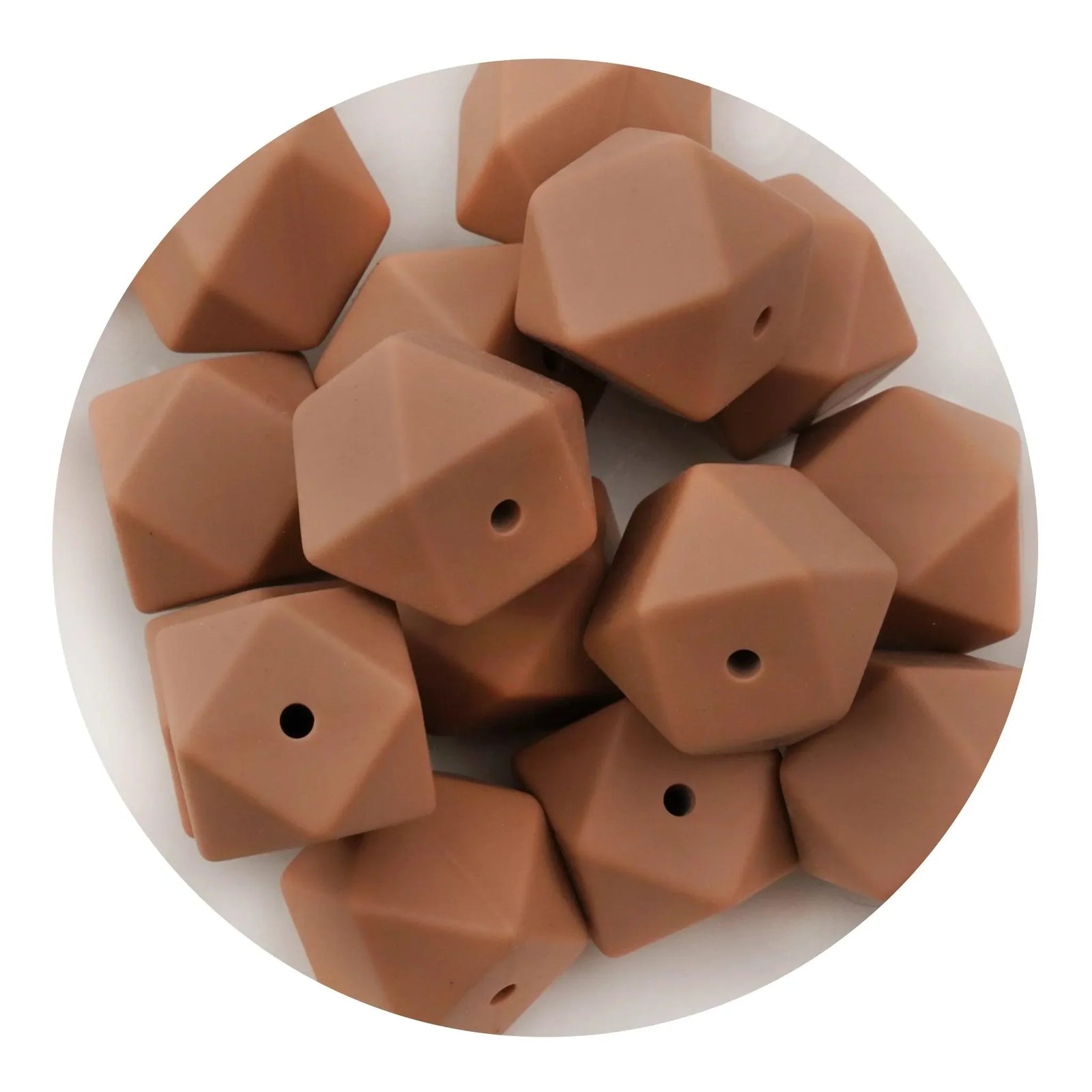 Silicone Bead Hexagon - Camel (5 Beads) - DIY Craft Warehouse