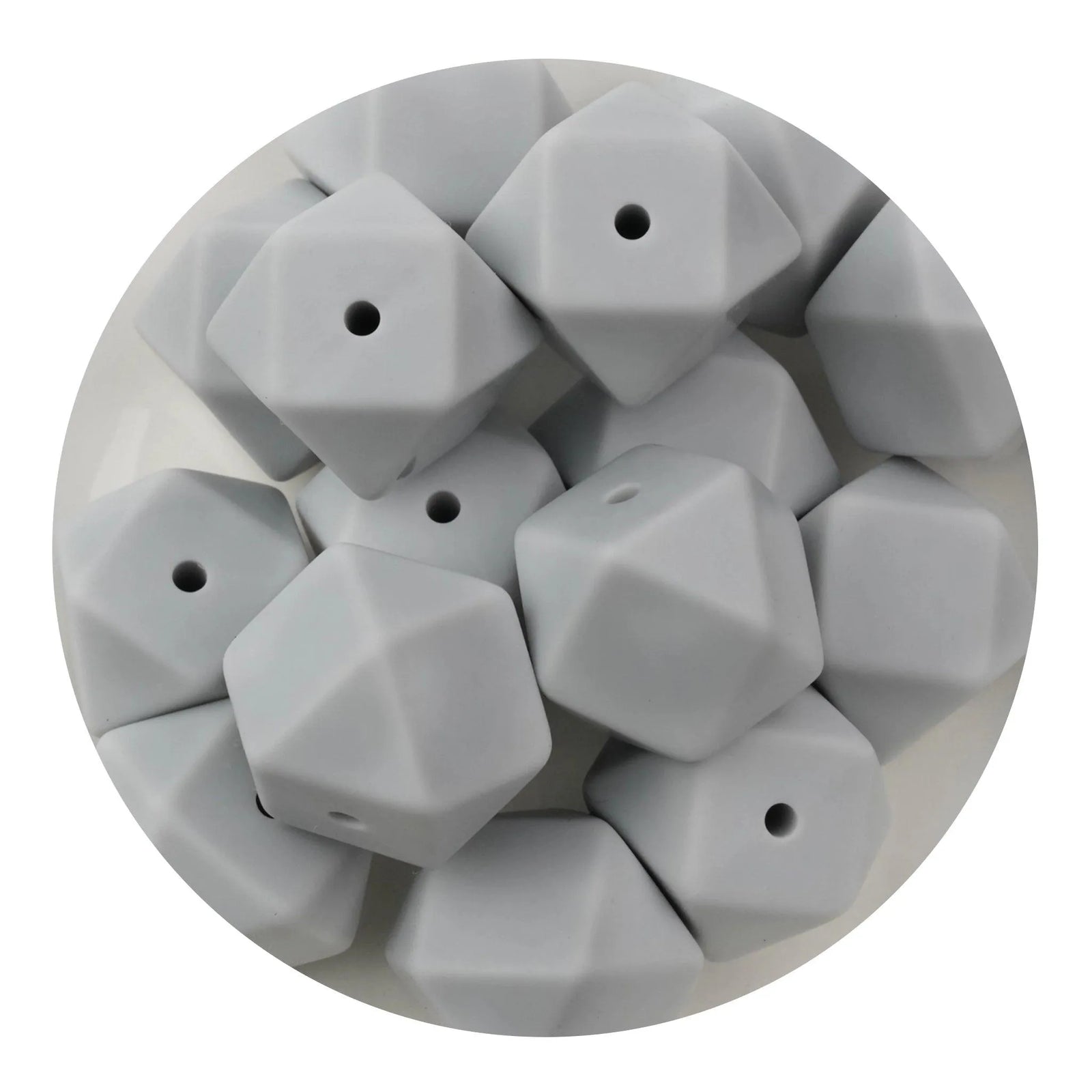 Silicone Bead Hexagon - Light Gray (5 Beads) - DIY Craft Warehouse