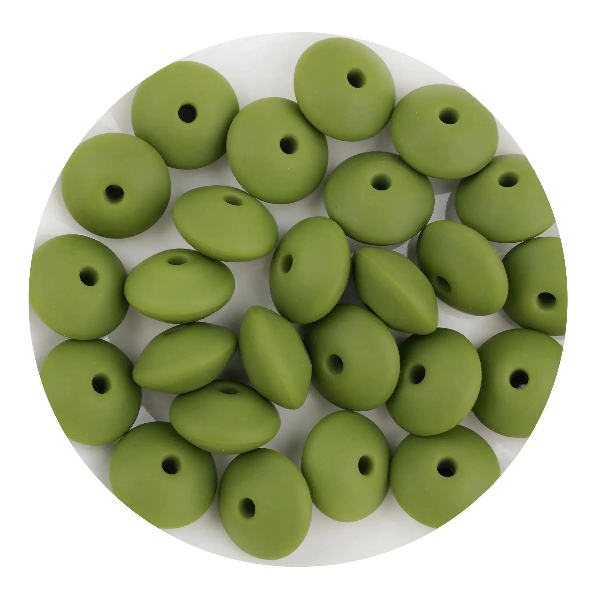 Silicone Bead Lentil Disc - Army Green (5 Piece) - DIY Craft Warehouse DIY Craft Warehouse
