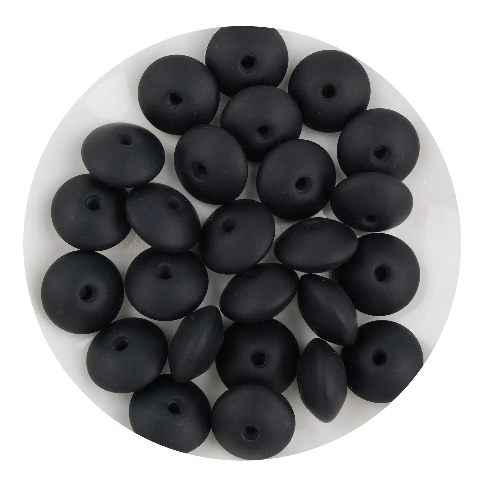 Silicone Bead Lentil Disc - Black (5 Piece) - DIY Craft Warehouse