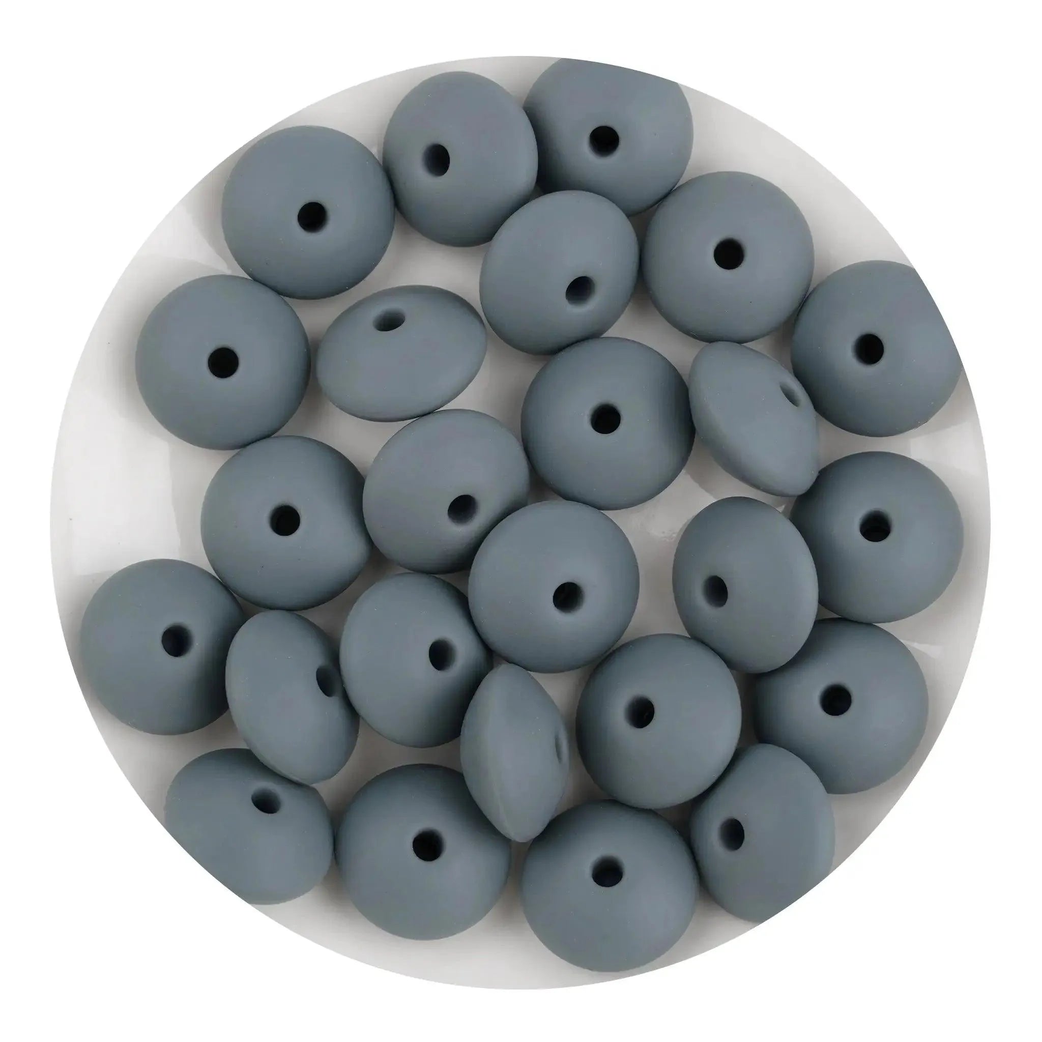 Silicone Bead Lentil Disc - Dim Gray (5 Piece) - DIY Craft Warehouse DIY Craft Warehouse