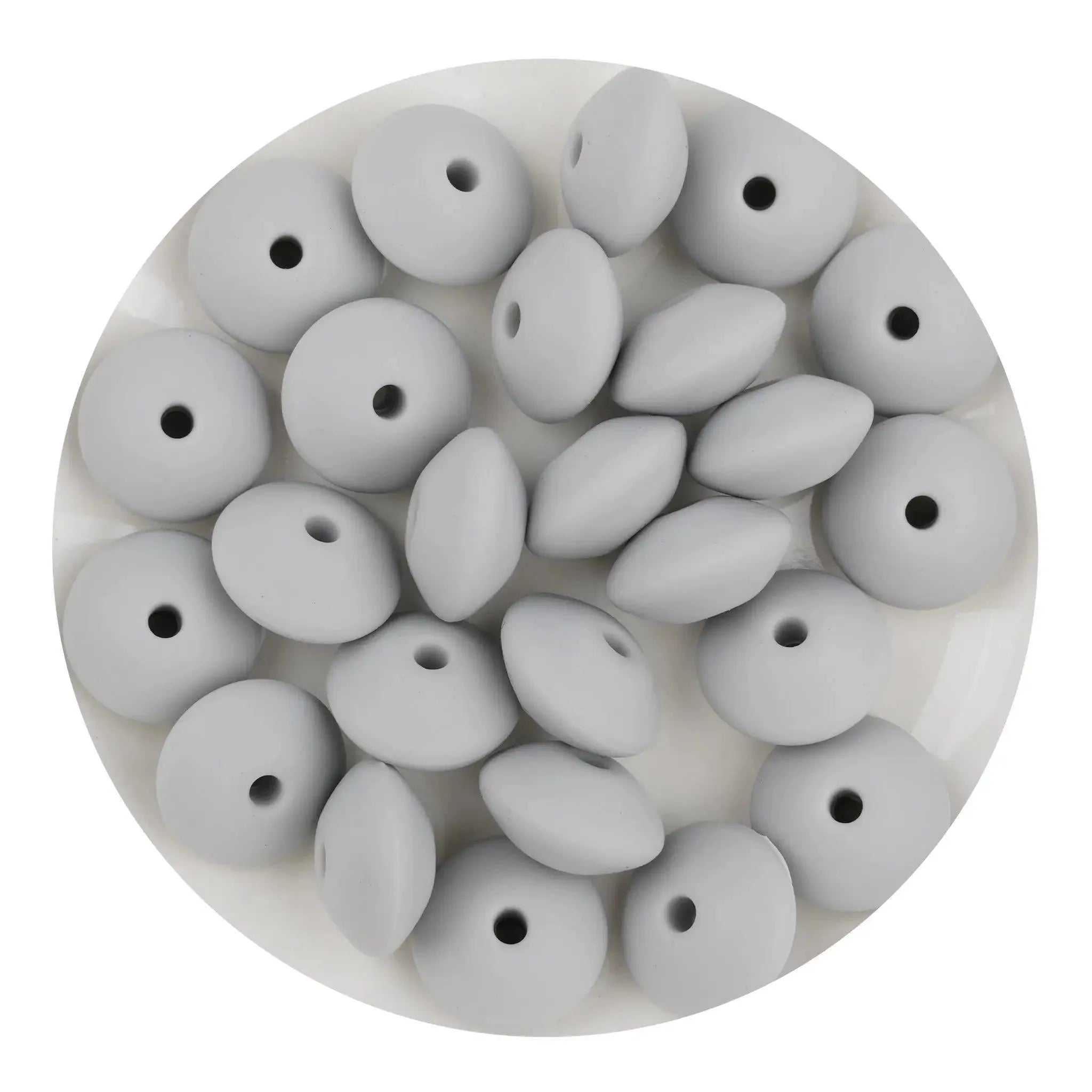 Silicone Bead Lentil Disc - Gray (5 Piece) - DIY Craft Warehouse DIY Craft Warehouse