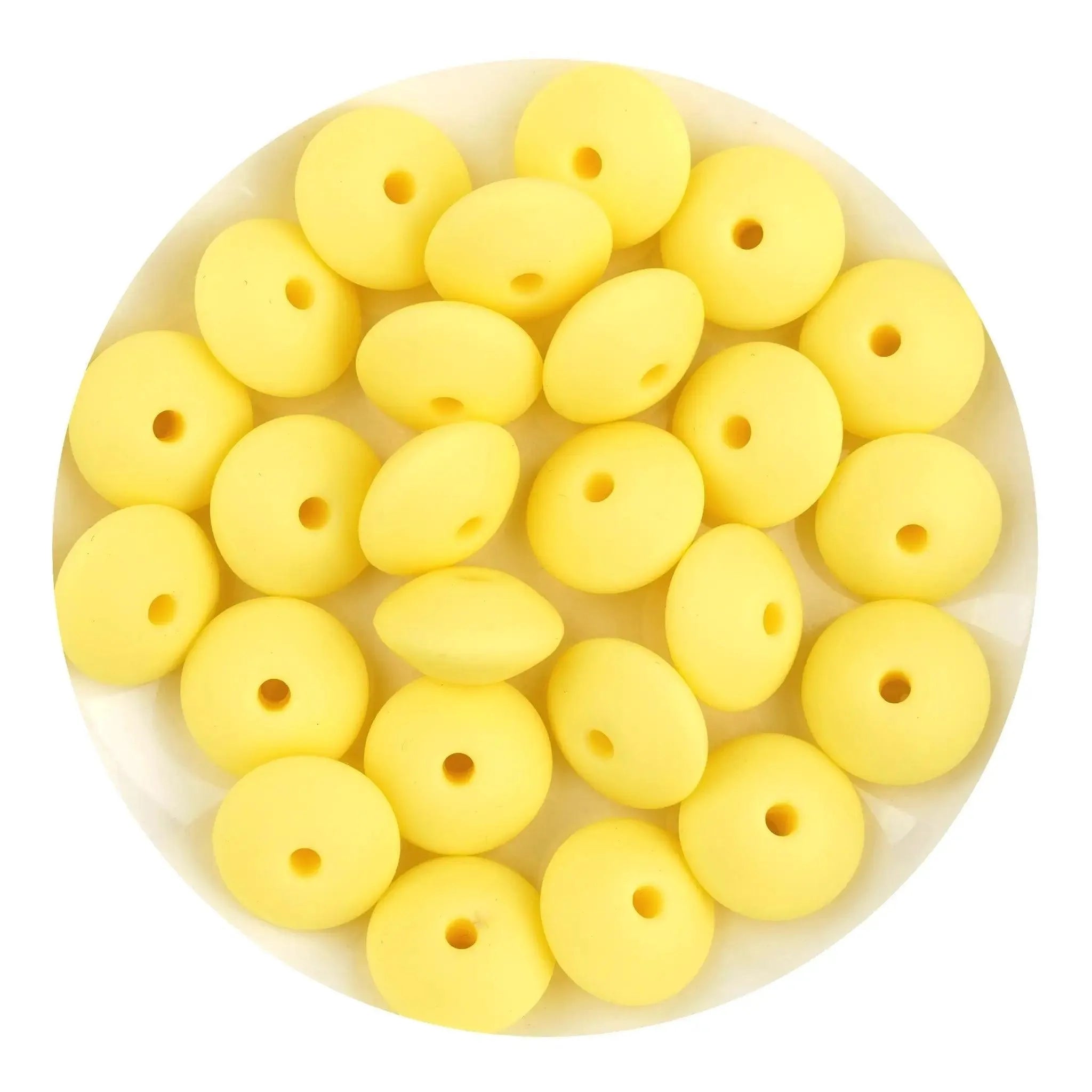 Silicone Bead Lentil Disc - Light Yellow (5 Piece) - DIY Craft Warehouse DIY Craft Warehouse