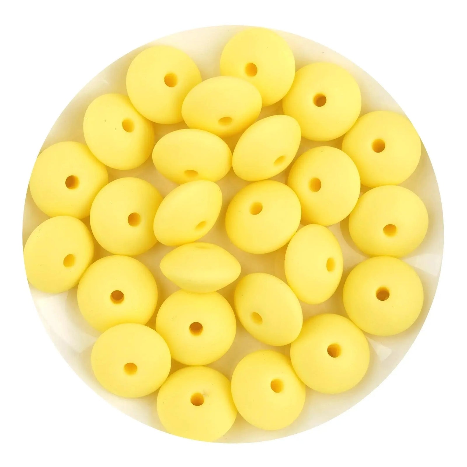 Silicone Bead Lentil Disc - Light Yellow (5 Piece) - DIY Craft Warehouse