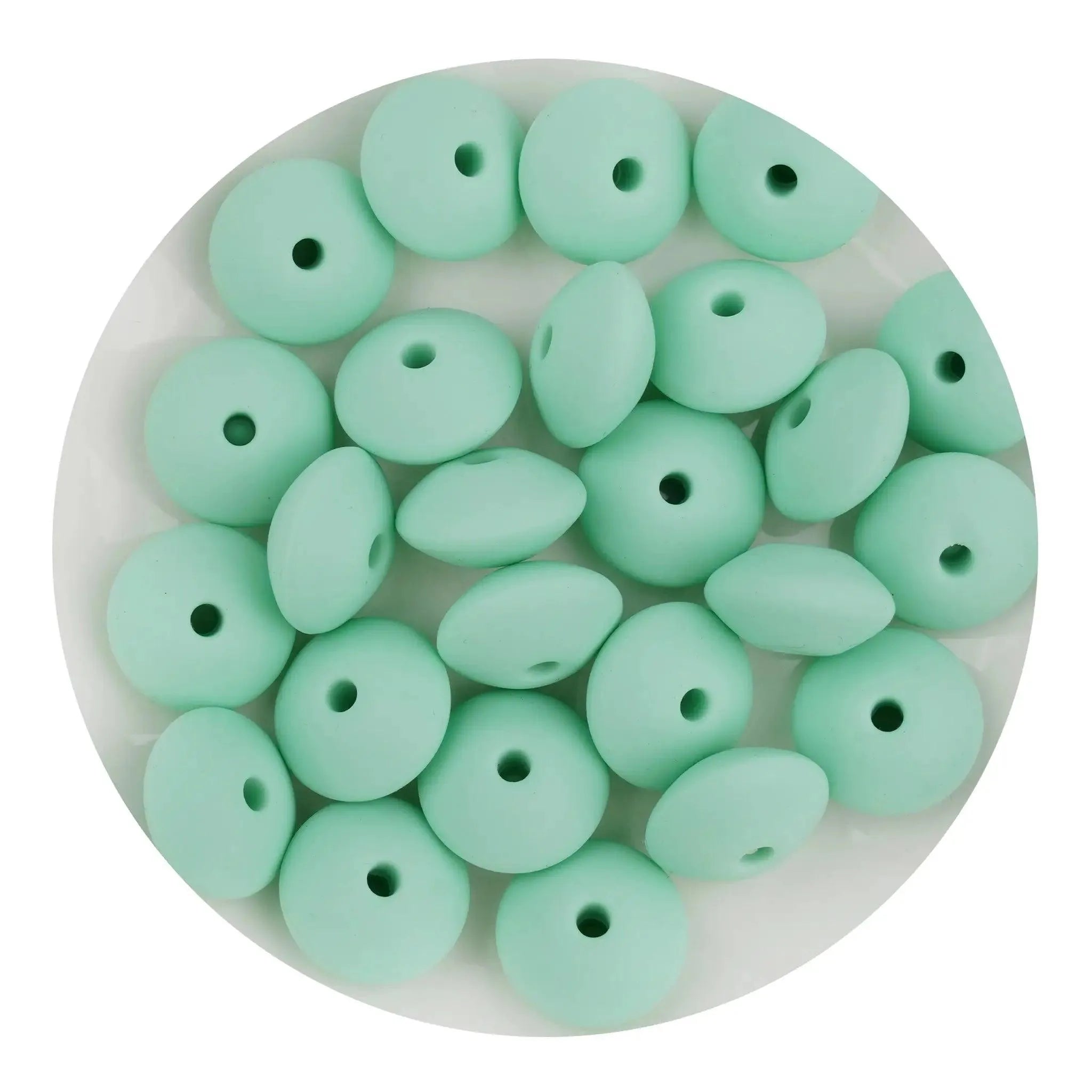 Silicone Bead Lentil Disc - Mint Green (5 Piece) - DIY Craft Warehouse DIY Craft Warehouse