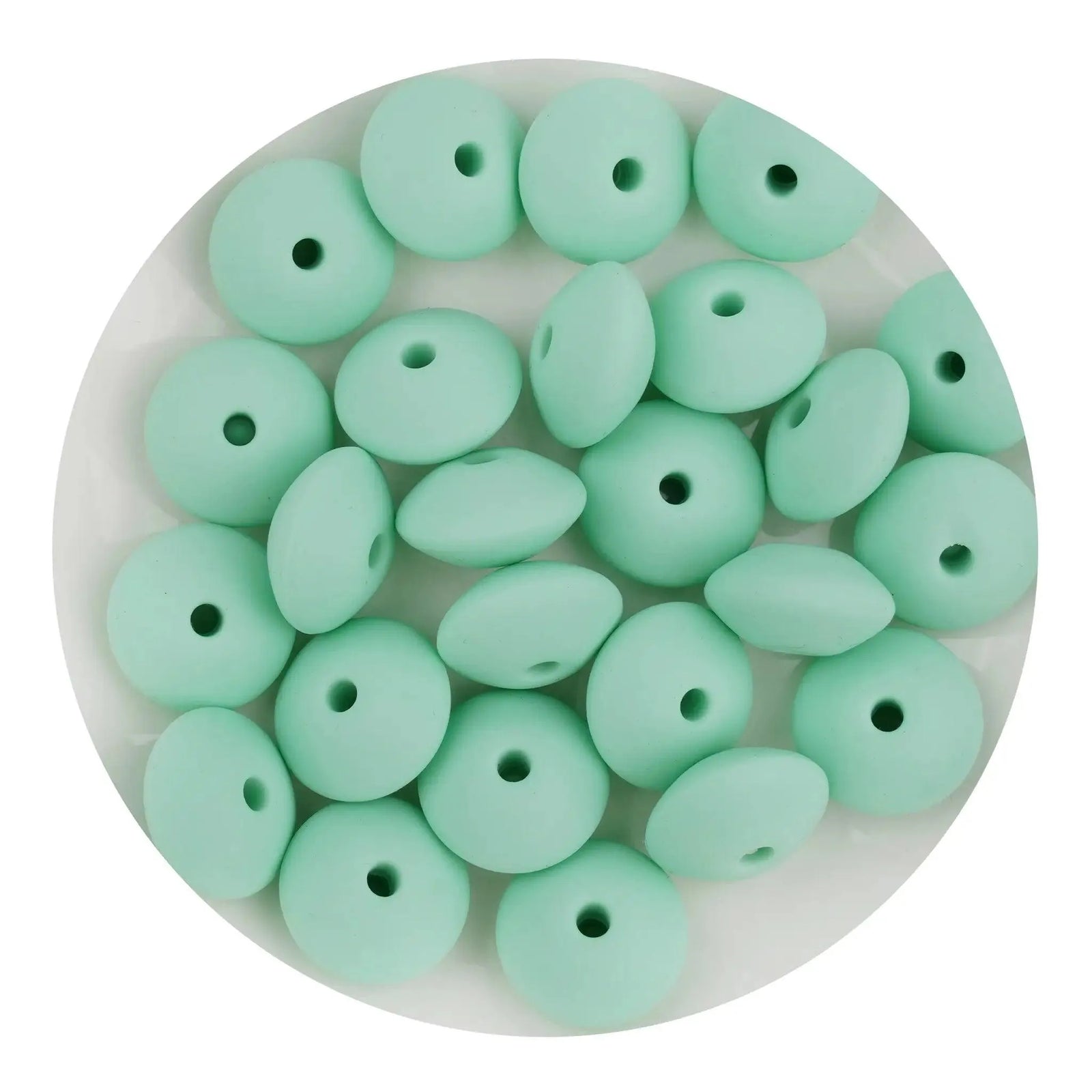 Silicone Bead Lentil Disc - Mint Green (5 Piece) - DIY Craft Warehouse