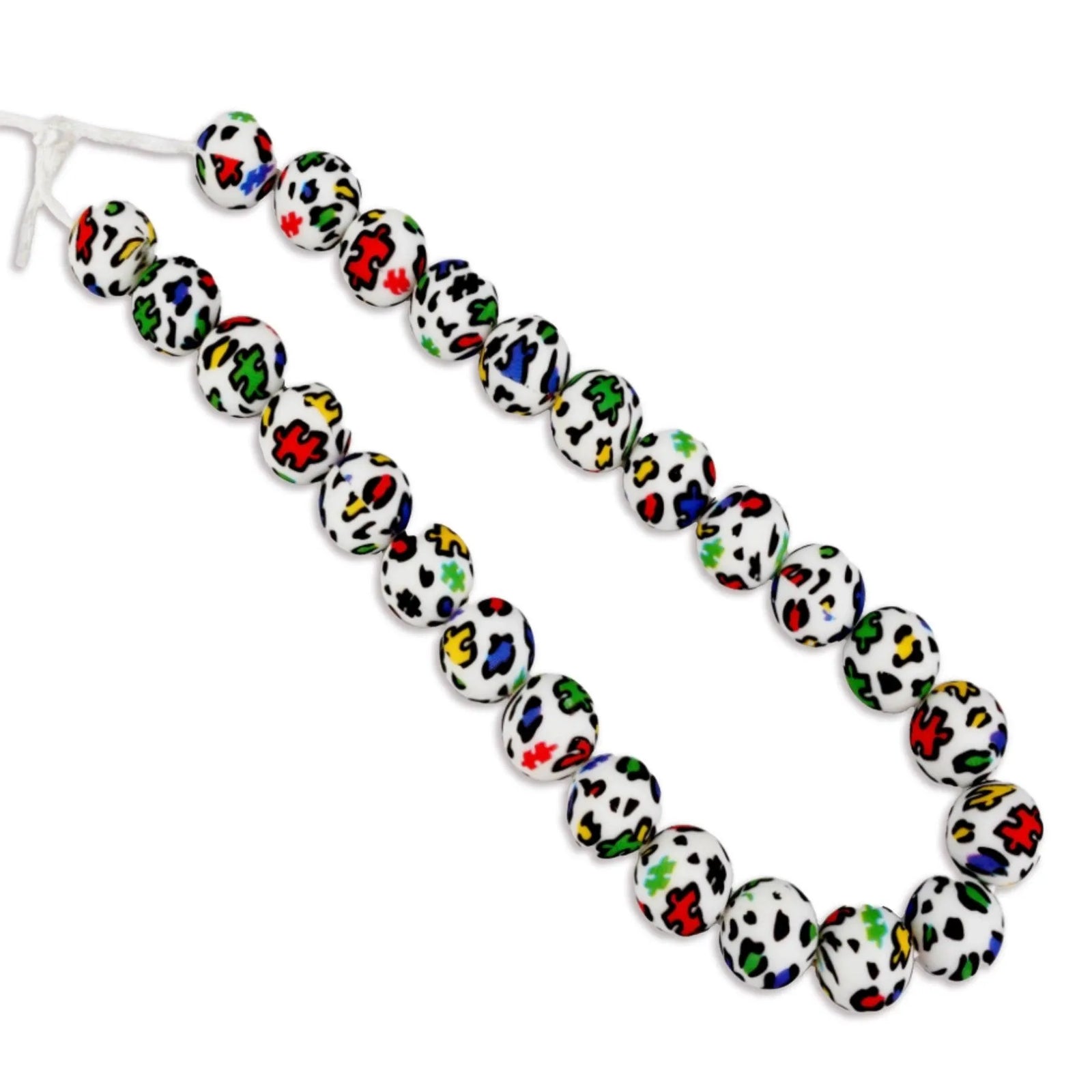 Silicone Bead Round - Autism Puzzle Pieces (5 Beads) - DIY Craft Warehouse