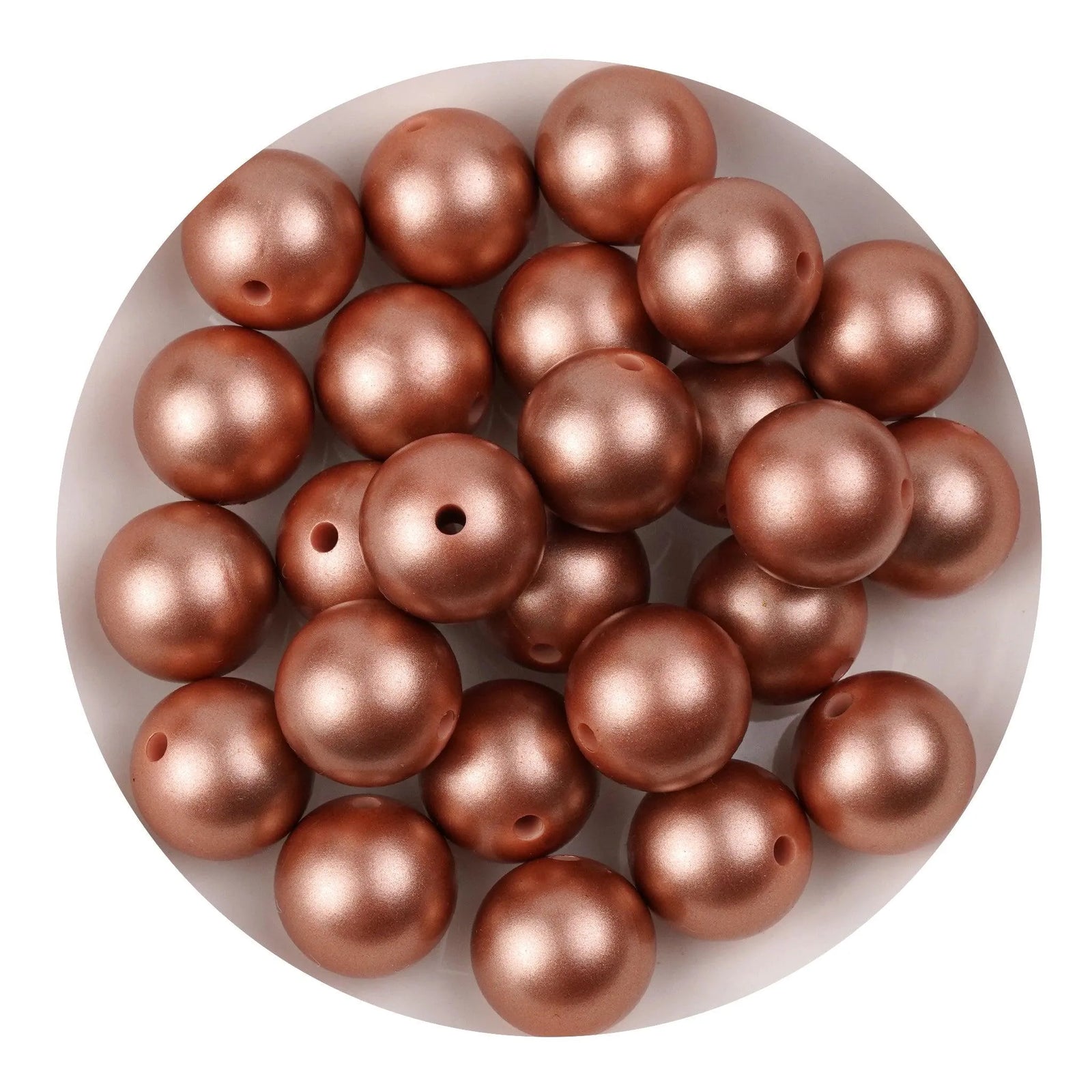 Round metallic copper silicone beads in a bowl, Master Maker Crafts wholesale, Ohio shipping