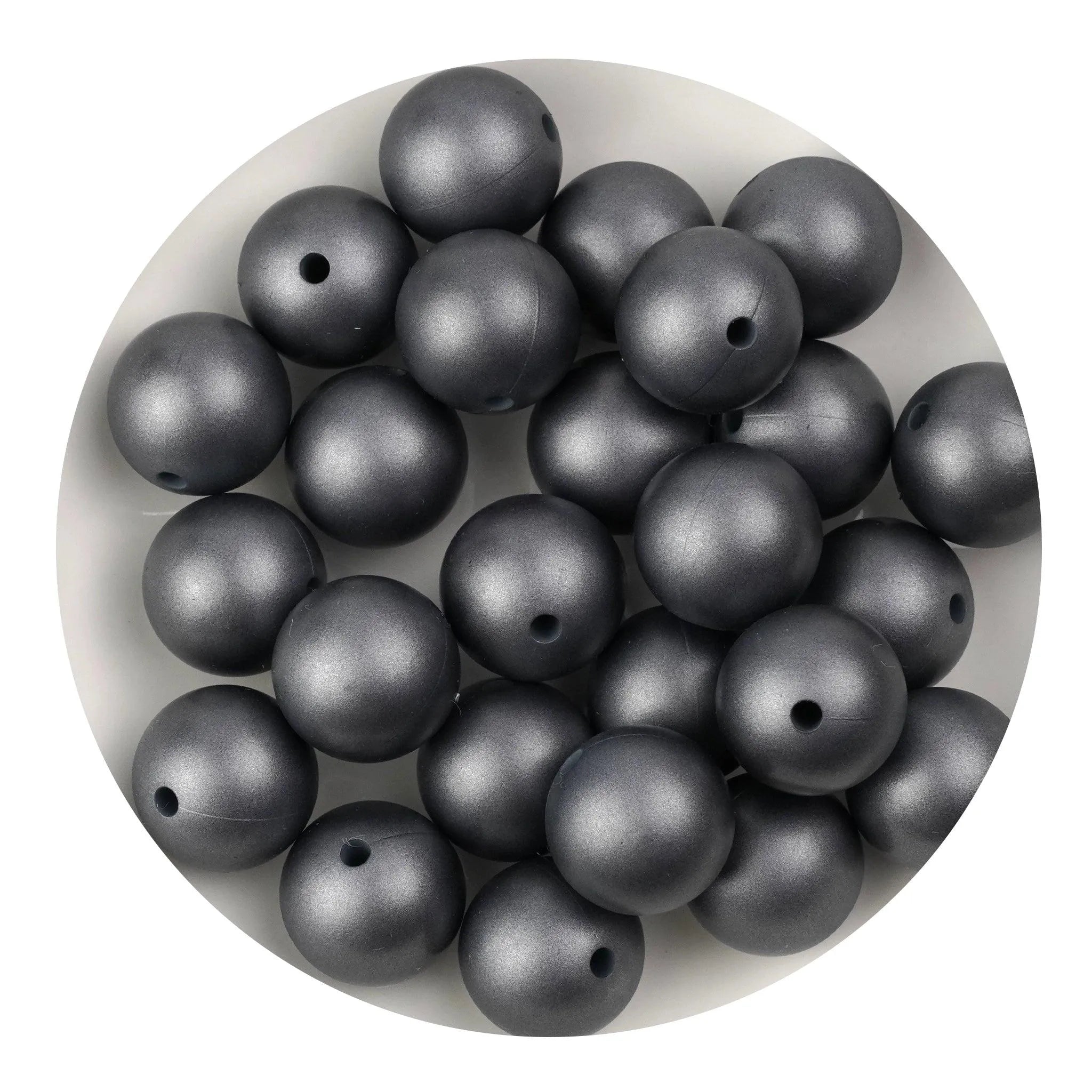 Silicone Bead Round - Metallic Silver (5 Beads) - DIY Craft Warehouse DIY Craft Warehouse