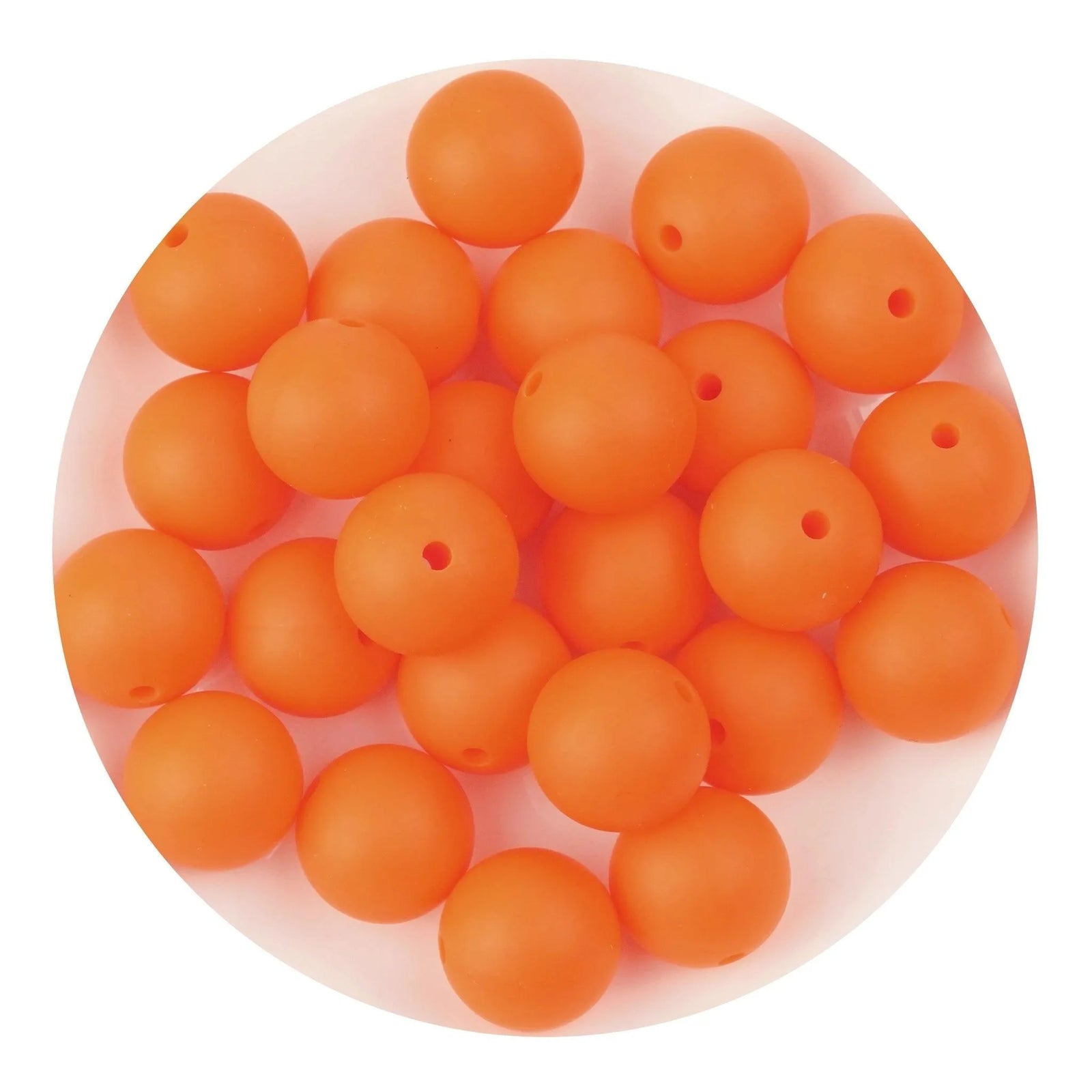 Round orange silicone beads on white plate, Master Maker Crafts wholesale craft supplies Ohio