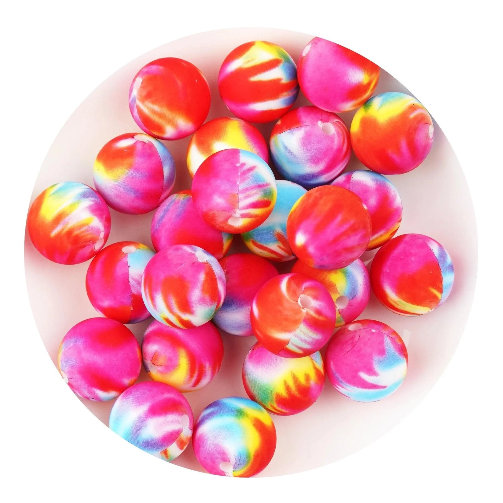 Silicone Bead Round - Tie Dye (5 Beads) - DIY Craft Warehouse