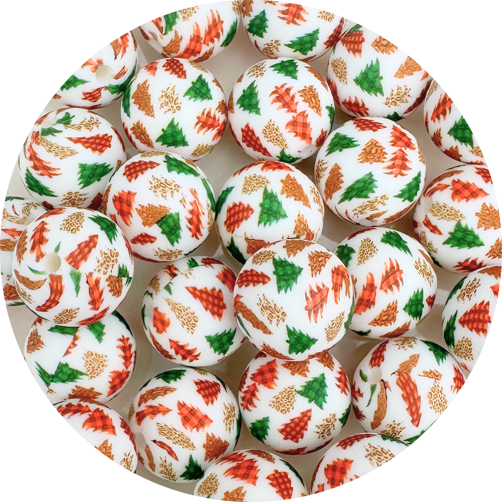 Master Maker Crafts -  Silicone Bead Round - Christmas Trees (5 Beads - 15mm) | Master Maker Crafts - Wholesale Craft Supplies - Fast Shipping from Ohio