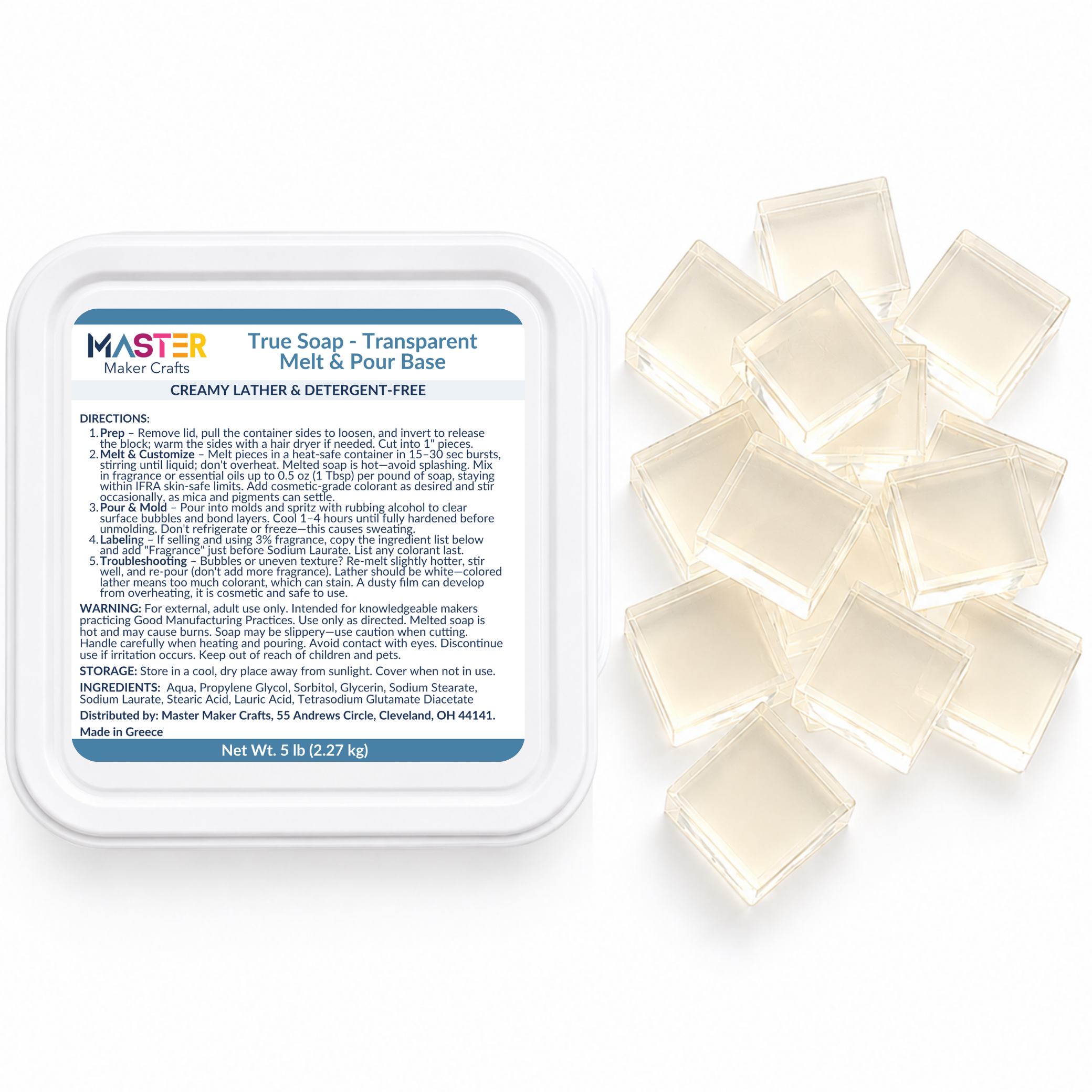 True Soap Melt & Pour Soap Base - Transparent (5 lb Tub)