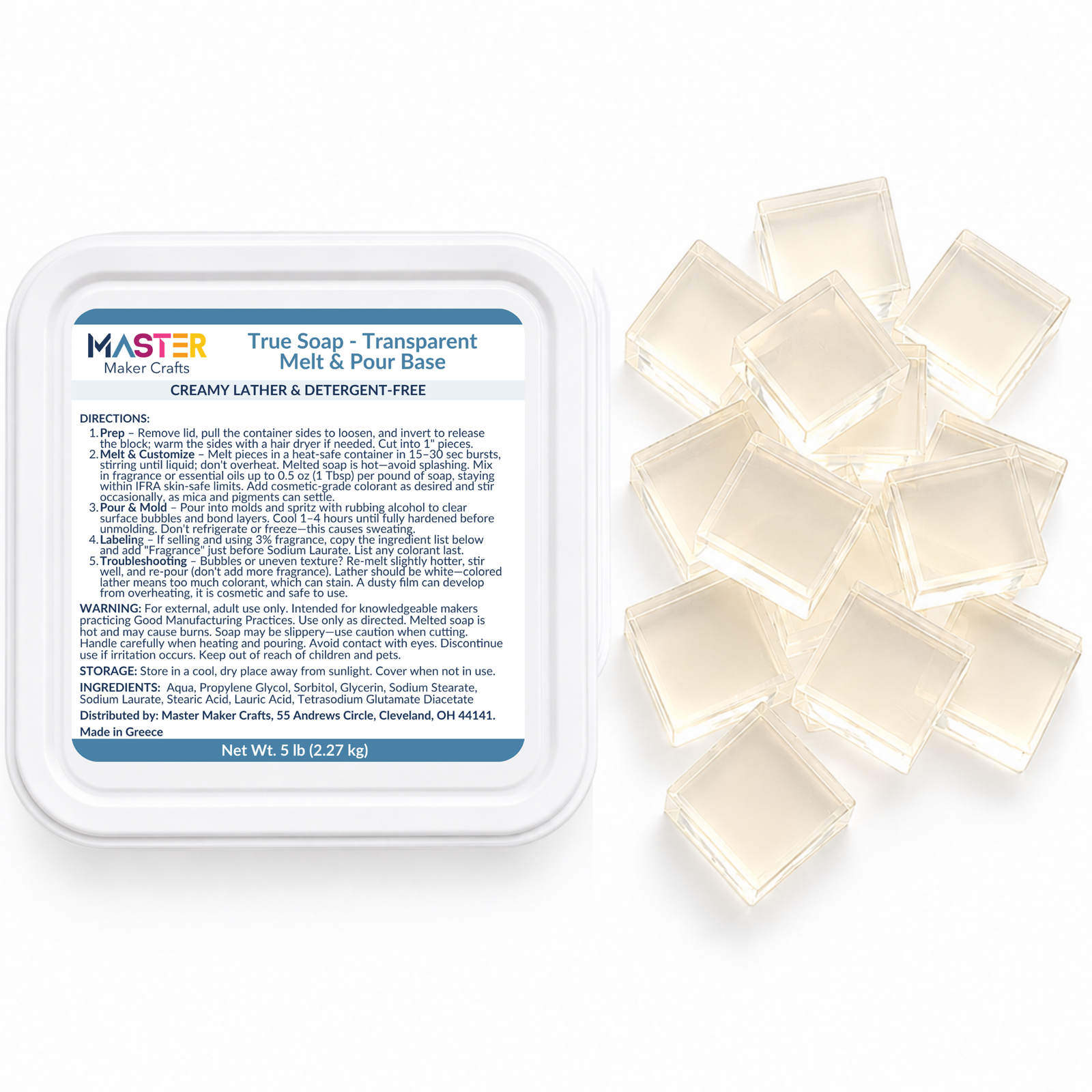 True Soap Melt & Pour Soap Base - Transparent (5 lb Tub)