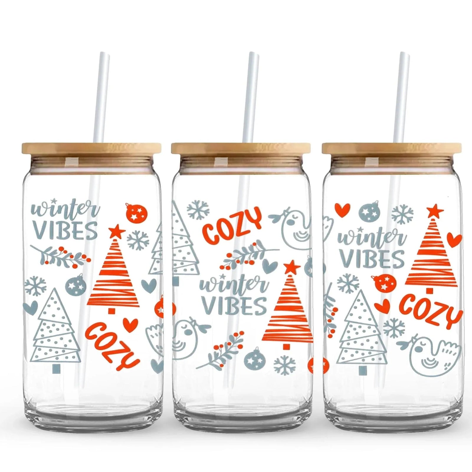 UV DTF Wrap - Cozy Christmas Blue & Red - DIY Craft Warehouse