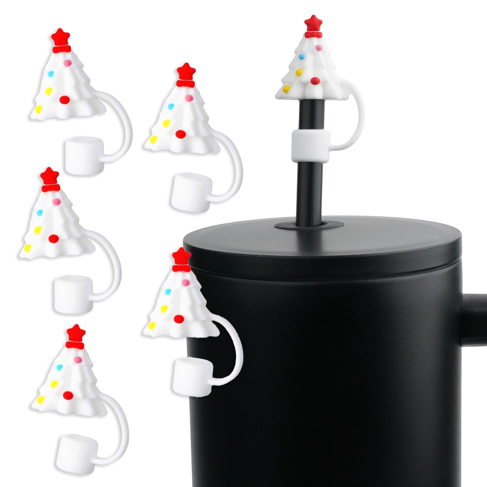 Master Maker Crafts -  Silicone Straw Topper - Christmas Tree White (5 Toppers) | Master Maker Crafts - Wholesale Craft Supplies - Fast Shipping from Ohio